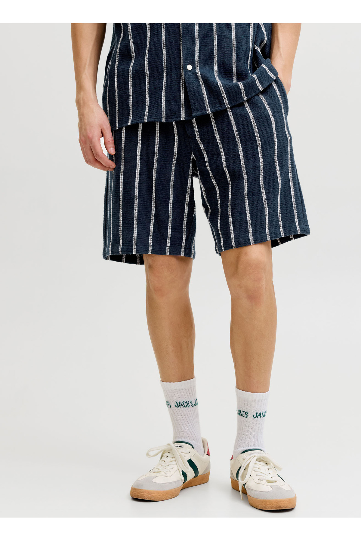 شورت چینو مردانه آبی ناوی 12274413 JPSTJAIDEN COBA JOG شورت جک اند جونز شلوارک برمودا Jack & Jones