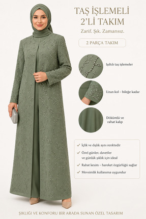 AVCILAR EXPORT WEAR Tesettür Kadın 2 li Takım Abiye