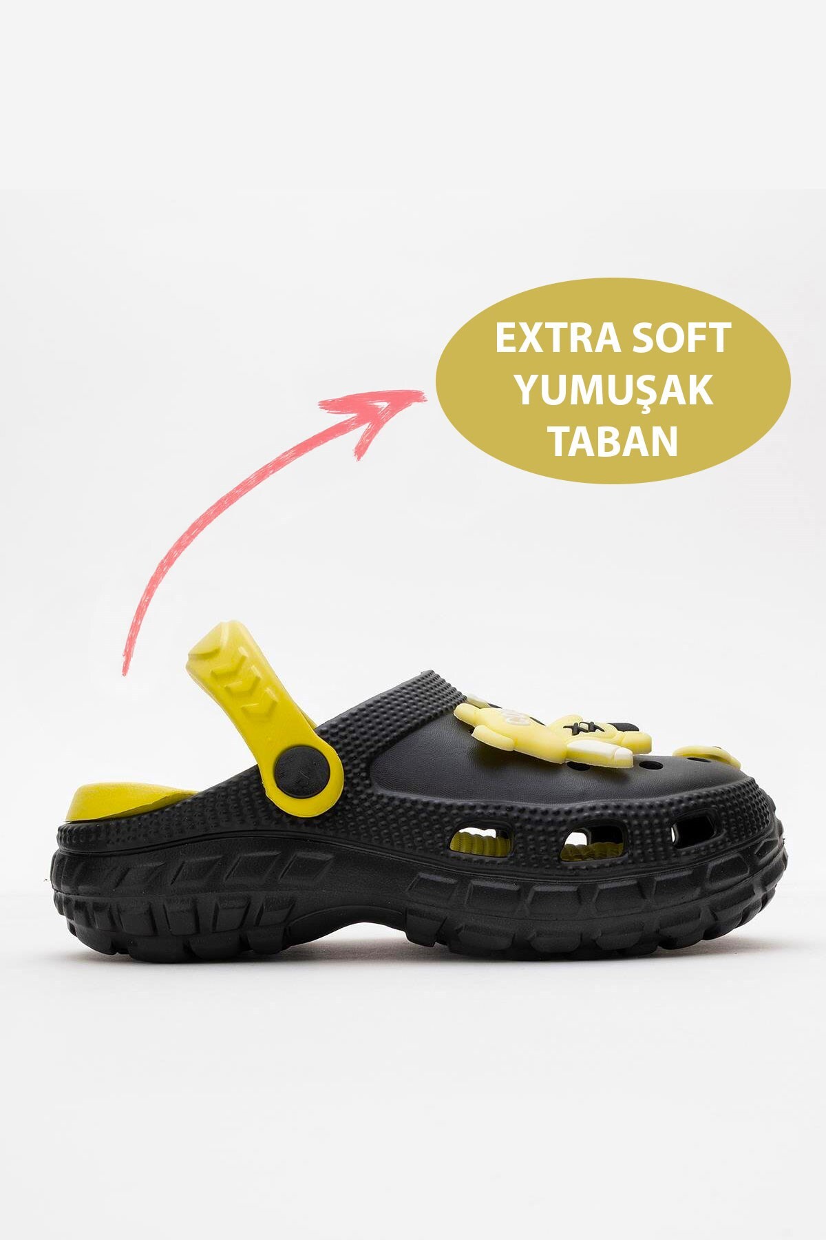 Rahat ve Pratik Unisex Çocuk Terlik Aşçı ve Hastane Terliği Siyah Sarı