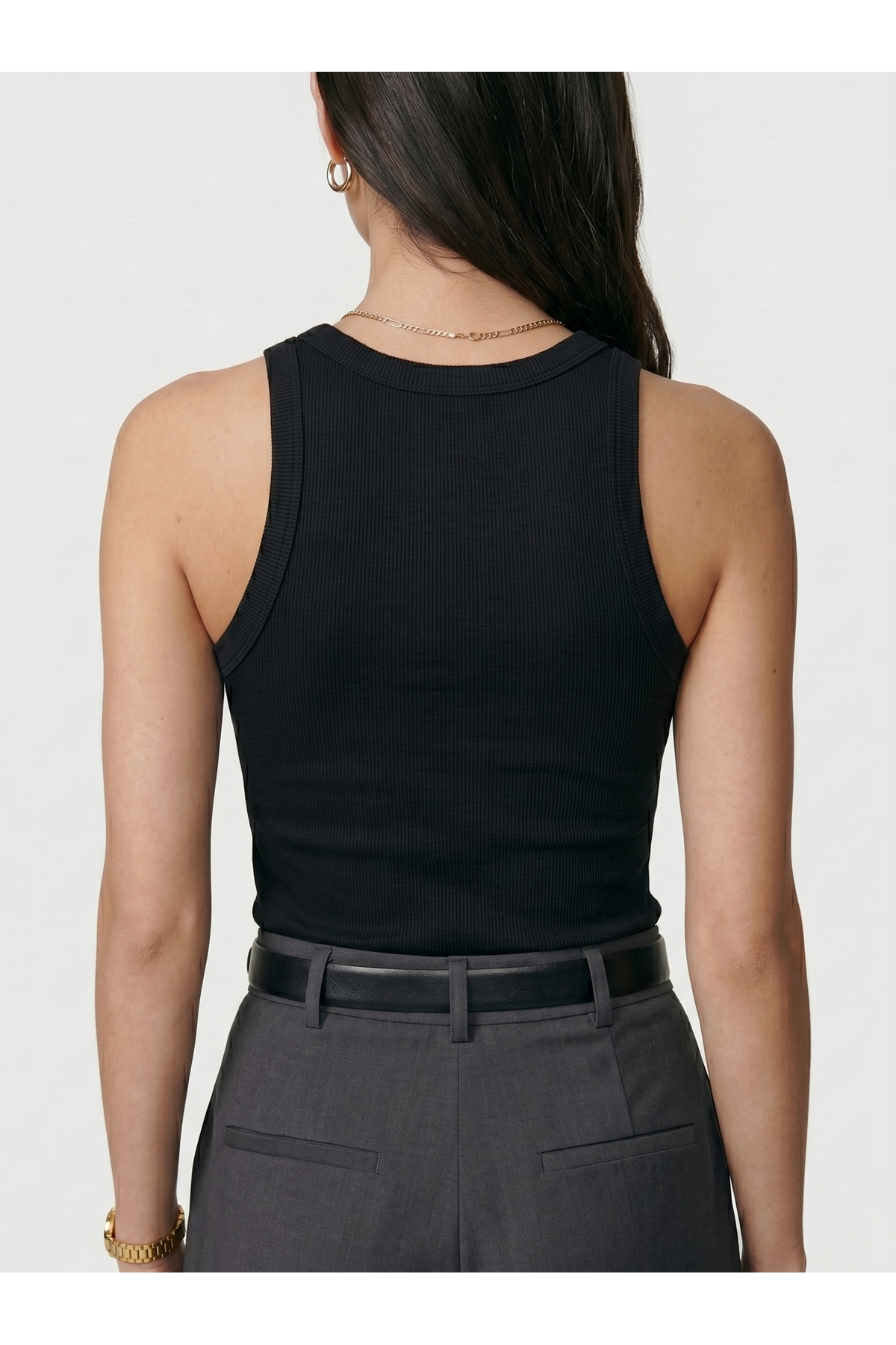 Kadın Halter Yaka Basic Body Slim Fit Dar Kalıp Likralı Vücuda Oturan Bodysuit - Siyah 4
