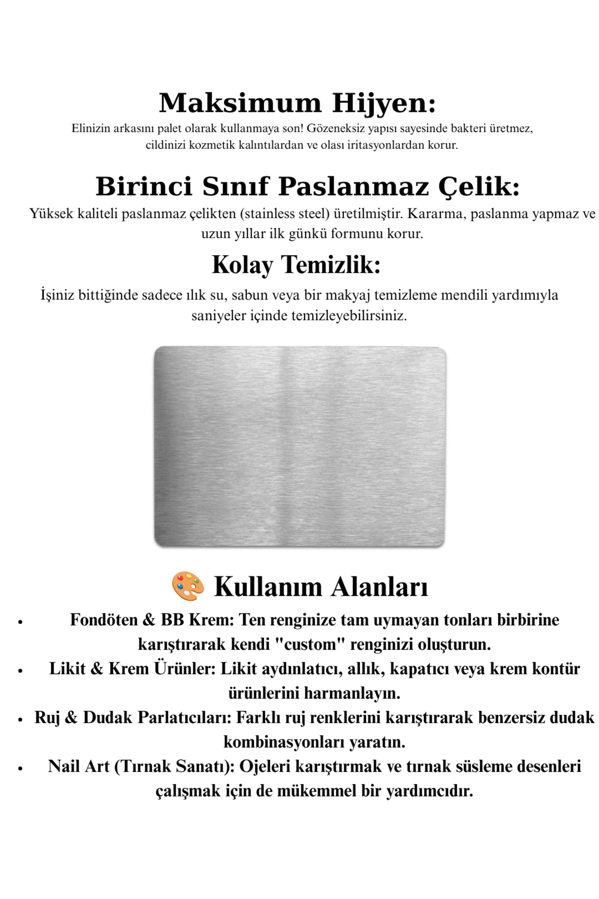 Ürün Karıştırma Paleti - Color Mixing Palette - Paslanmaz Çelik — 11242228 — تصویر 2 از 2