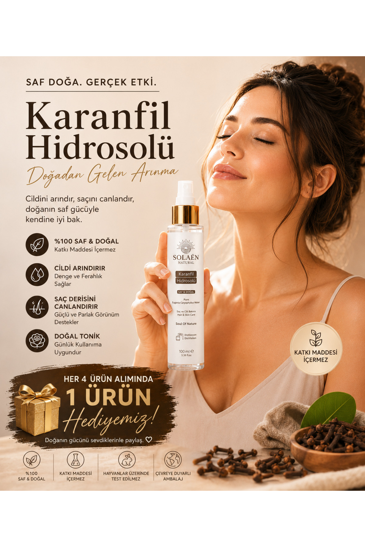 Karanfil Suyu Dökülme Karşıtı Saç Toniği 100 ml Saf Doğal Hidrosol — 100-KARANFİL — تصویر 3 از 6