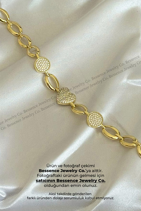 Bessence Jewelry Co Xuping 14K Gold VIP Pave Taşlı Kalp Merkezli Oval Zincir ...