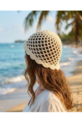 PERFECT El Yapımı File Örgü Bere Şapka Bandana Bucket Şapka