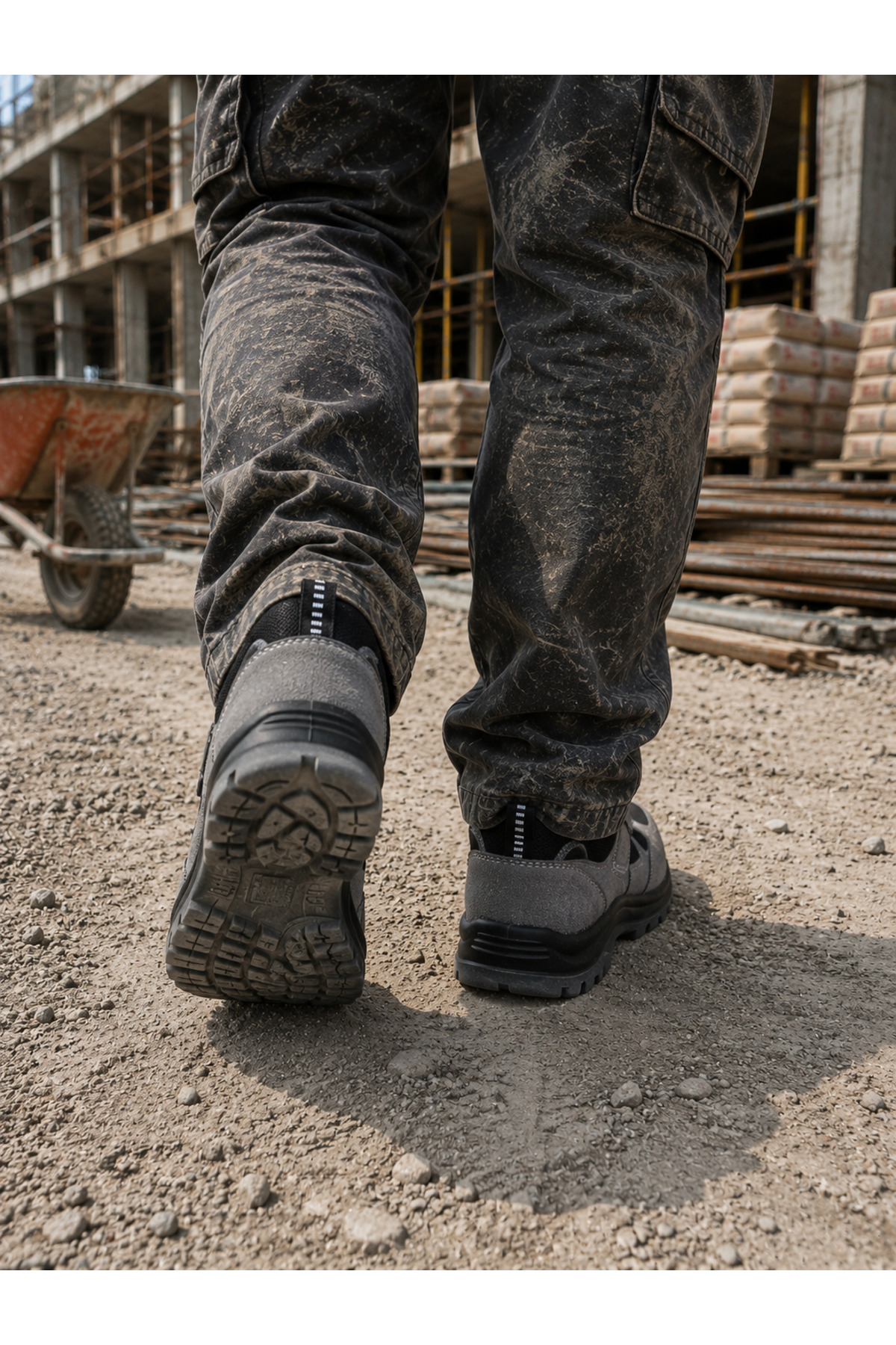 Cooka Shoes S1P SRC Kompozit Burunlu İş Güvenliği Ayakkabısı %100 Süet Deri Hafif ve Nefes Alabilir – Gri
