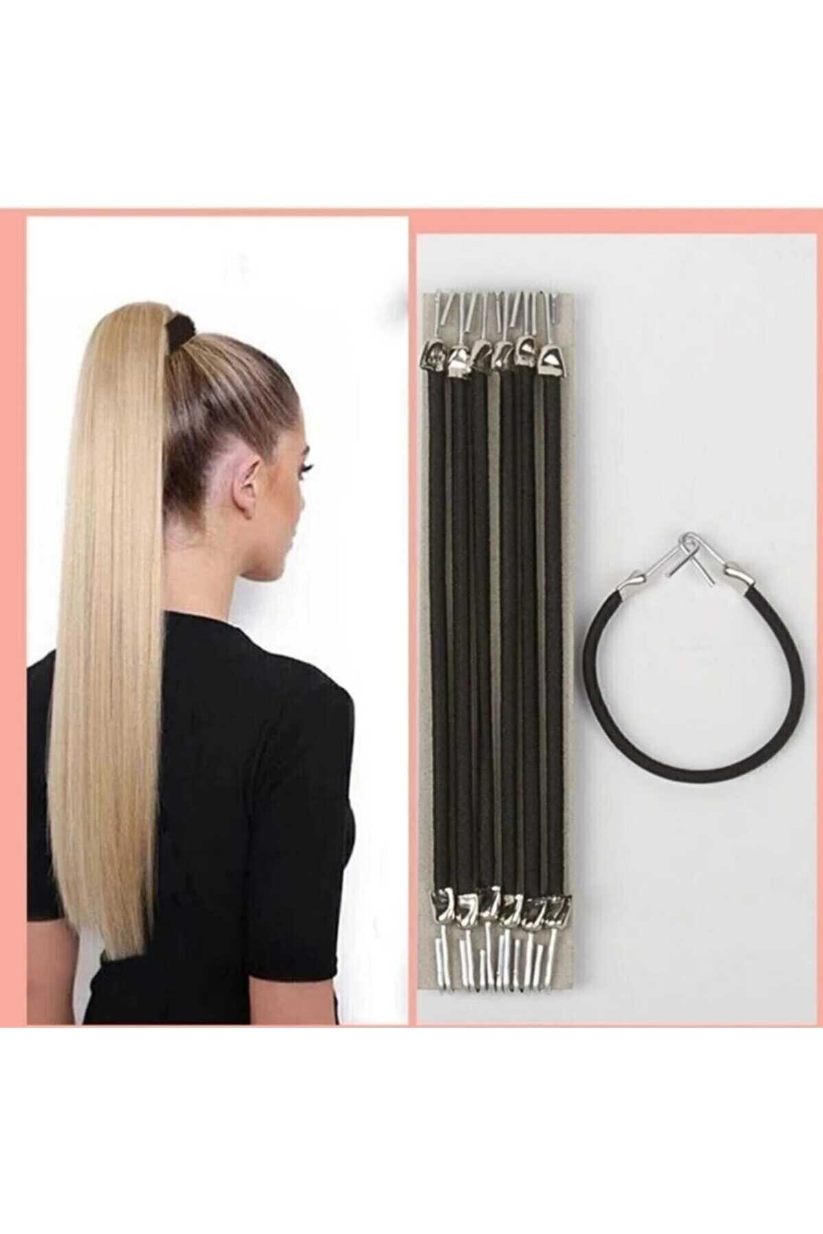 ModaRESSO Kaliteli 30 Adet Kancalı Lastik Toka Saç Çengelli Örgü Lastiği Siyah (3 Paket 10'lu) görsel 2