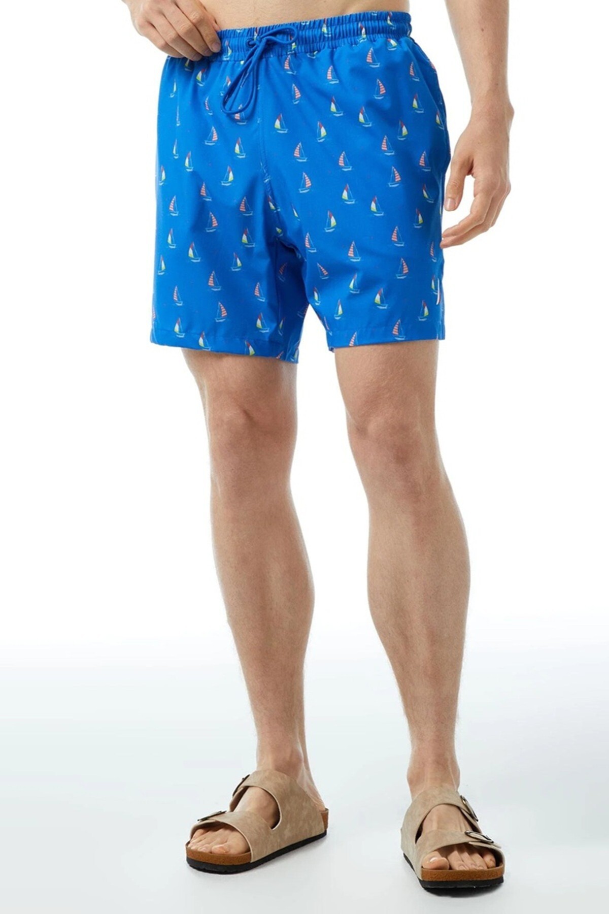 Nautica Men's Standard Fit Printed Mesh Lined Shorts Swimwear Blue