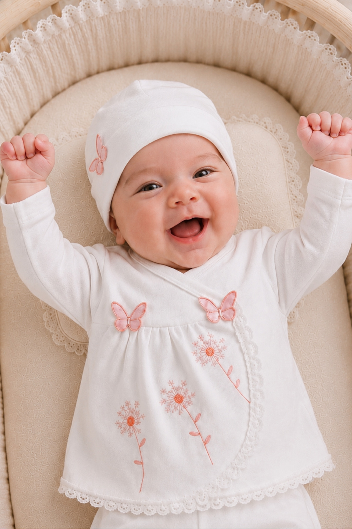 BYS BABY FASHION Mevsimlik Pamuklu 5 Parça Yenidoğan Kız Bebek