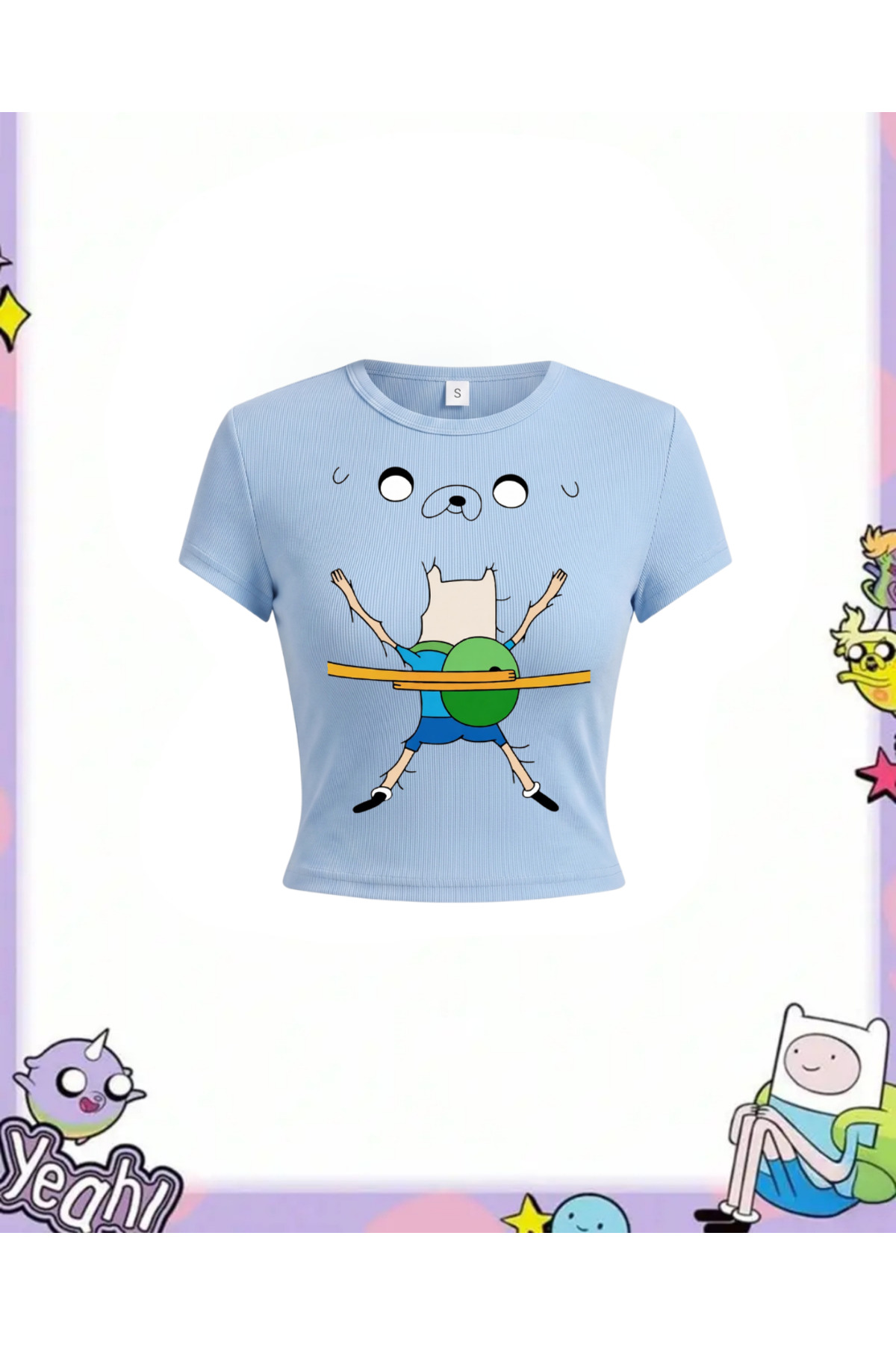 Adventure Time Fin and Jack Y2K Short Sleeve Crop