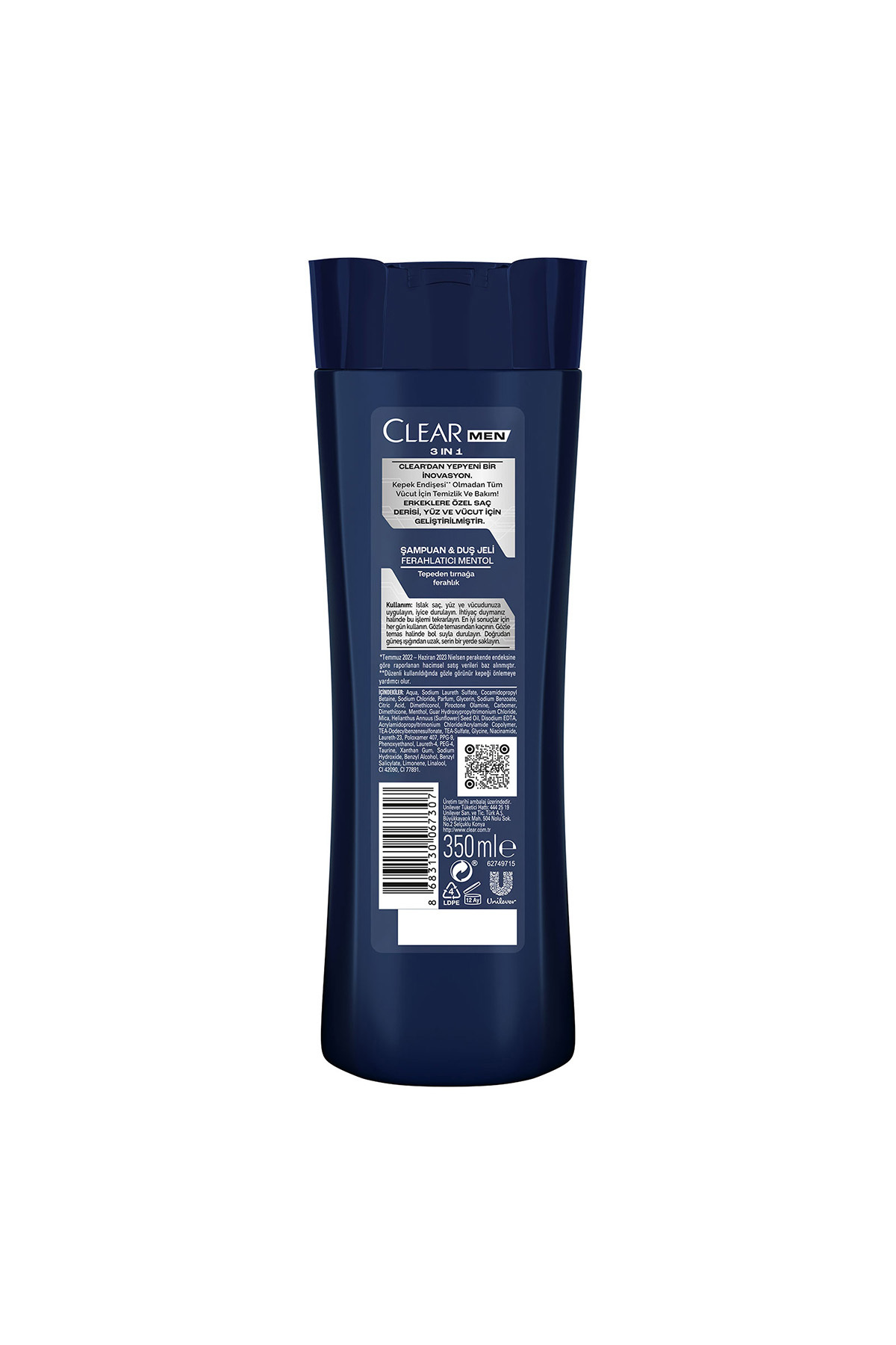 Men 3 in 1 Şampuan & Duş Jeli Ferahlatıcı Mentol Saç Yüz Vücut İçin 350 ml x4 — SET.UNİ.11298 — تصویر 9 از 9