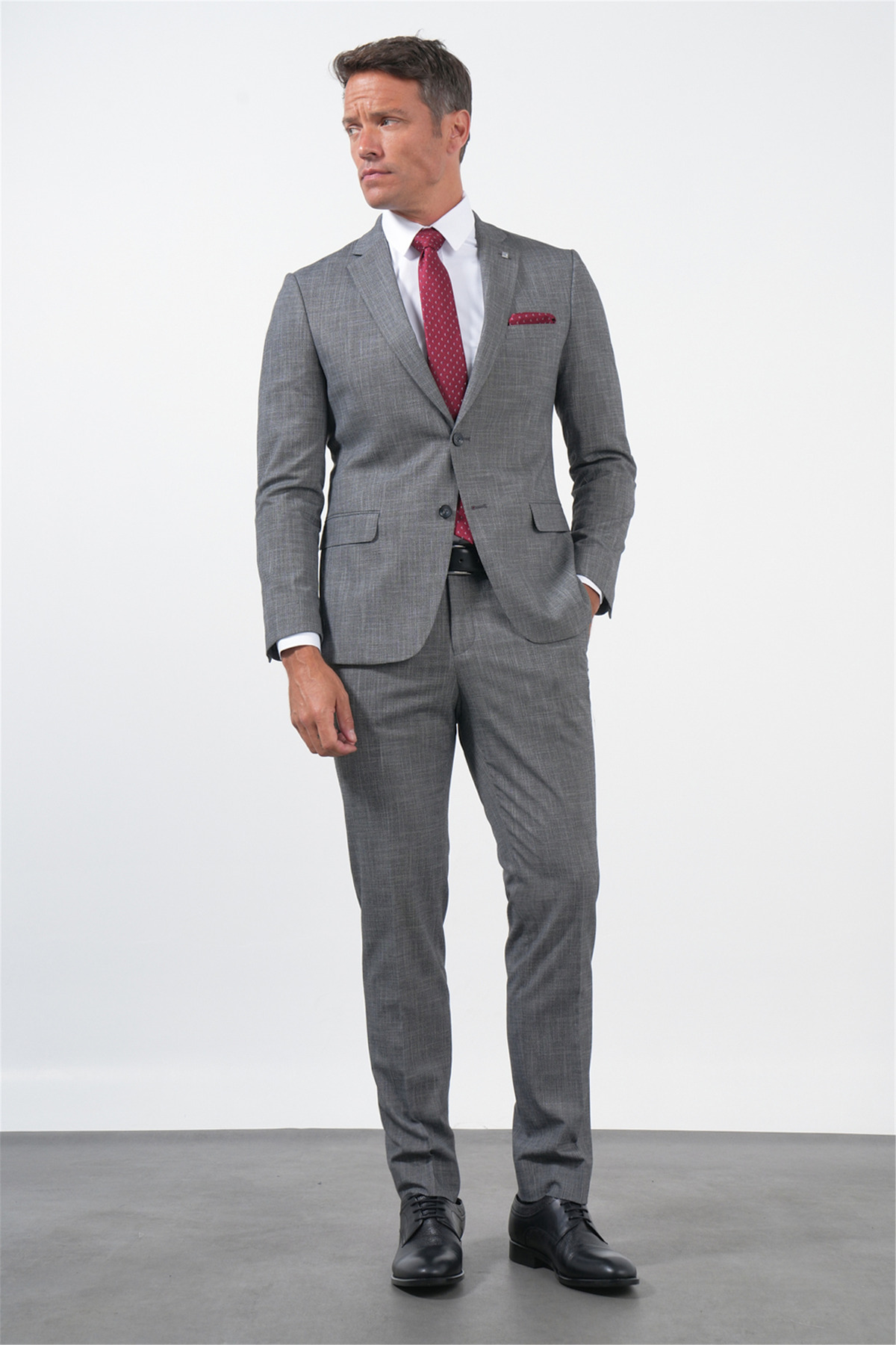 İmza Black-White Mono Collar 6 Drop Slim Fit Full Lining Flexible Suit 1001260172