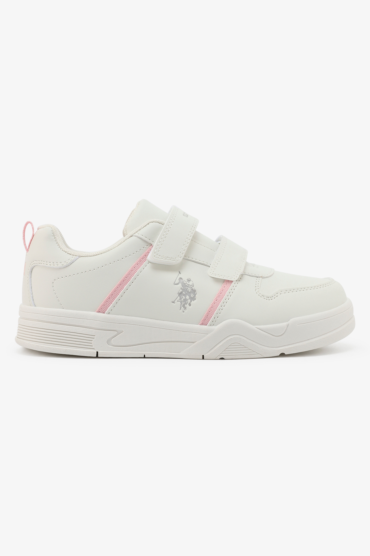 U.S. Polo Assn. Kena Girl's Comfortable Stylish Casual Everyday Low Top Sneaker - White