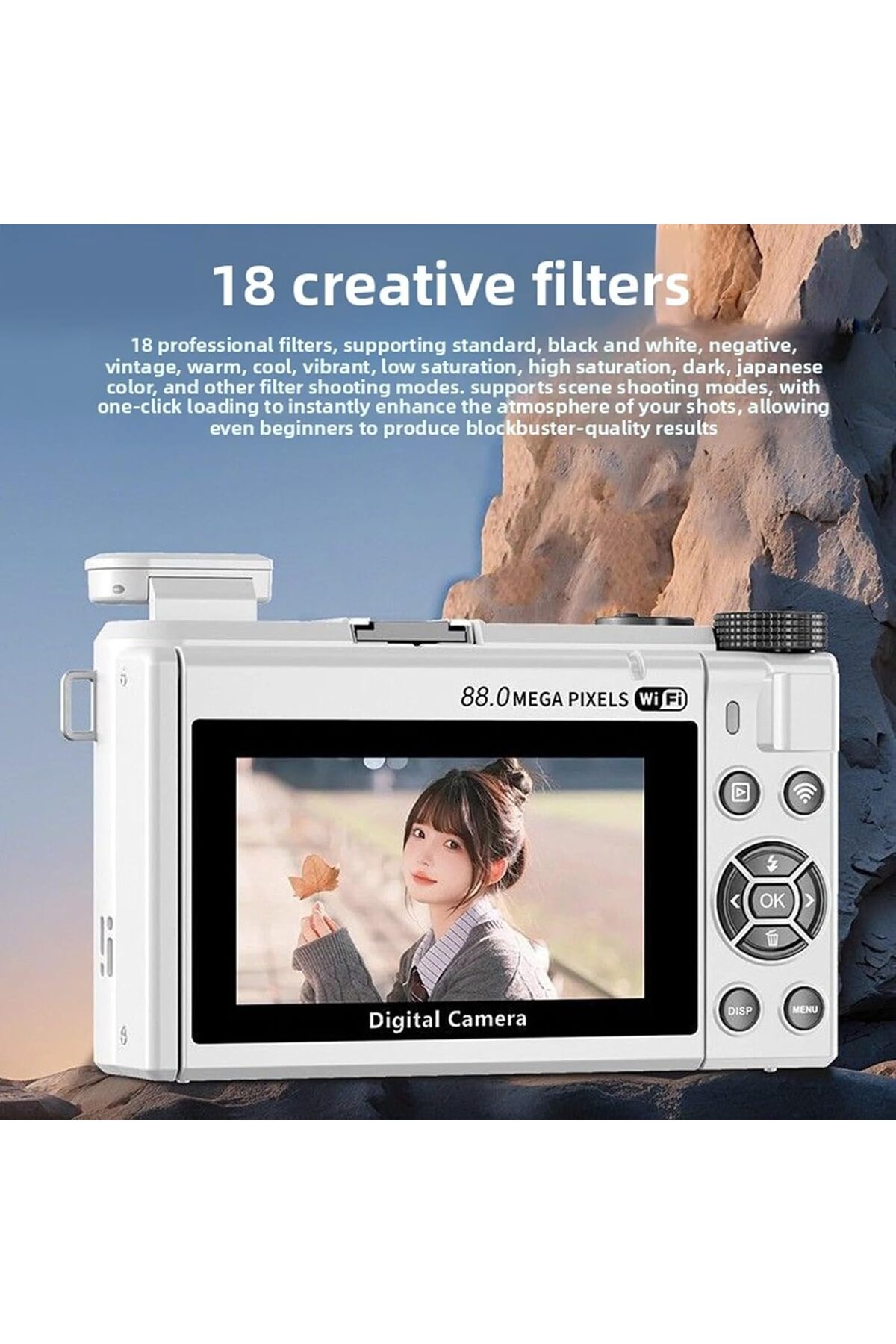 KAZEMTECH 8K Dijital Retro Video Kamera 88MP 18X Zoom Flaşlı (64GB