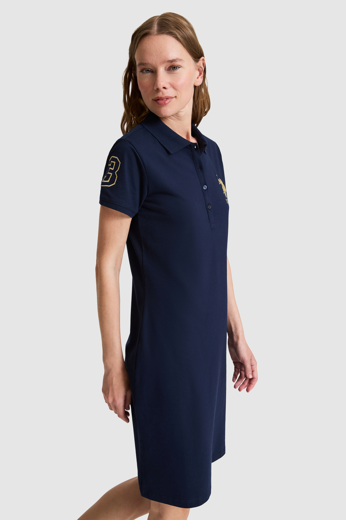 U.S. Polo Assn.  Kadın Lacivert Polo Yaka Örme Elbise 50321787-VR033 - Görsel 3