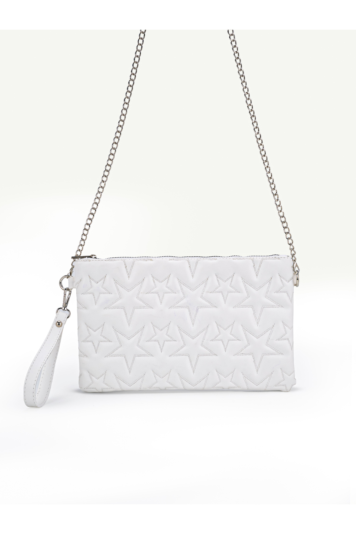 Kadın Yıldız Nakış İşlemeli Portföy El Çantası Bilek Askılı Saten Astarlı Clutch Çanta