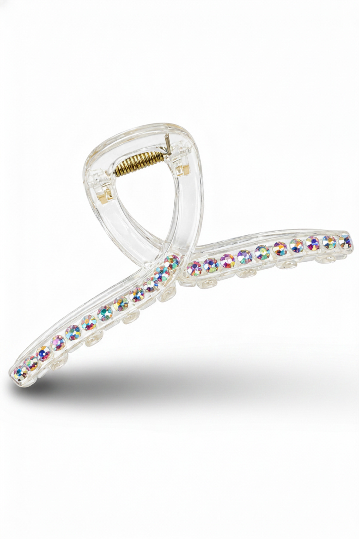 Clear Crystal Gemstone Claw Hairpin Stylish and Shiny Hair Accessory for Women