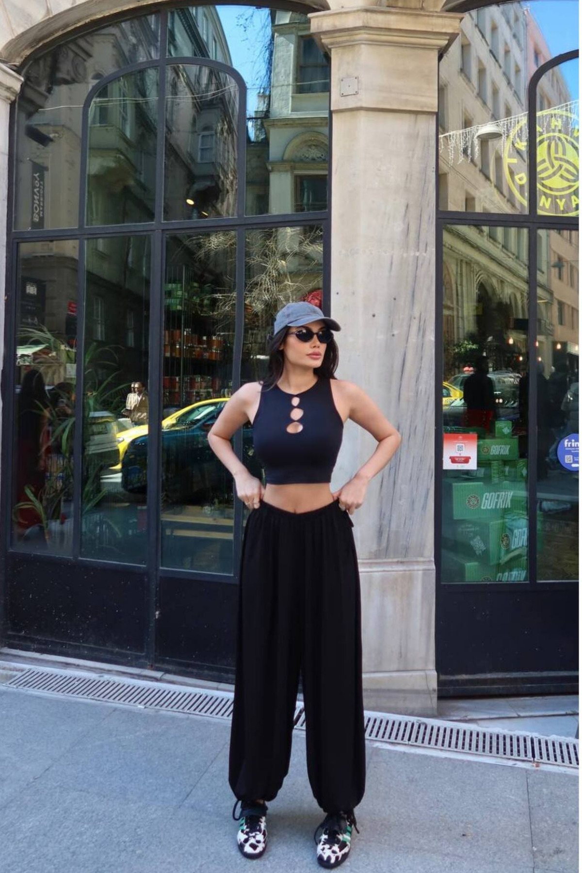 Nika Fashion Kadın Sandy Kumaş Beli Lastikli Siyah Bağcıklı Şalvar Pantolon görsel 5