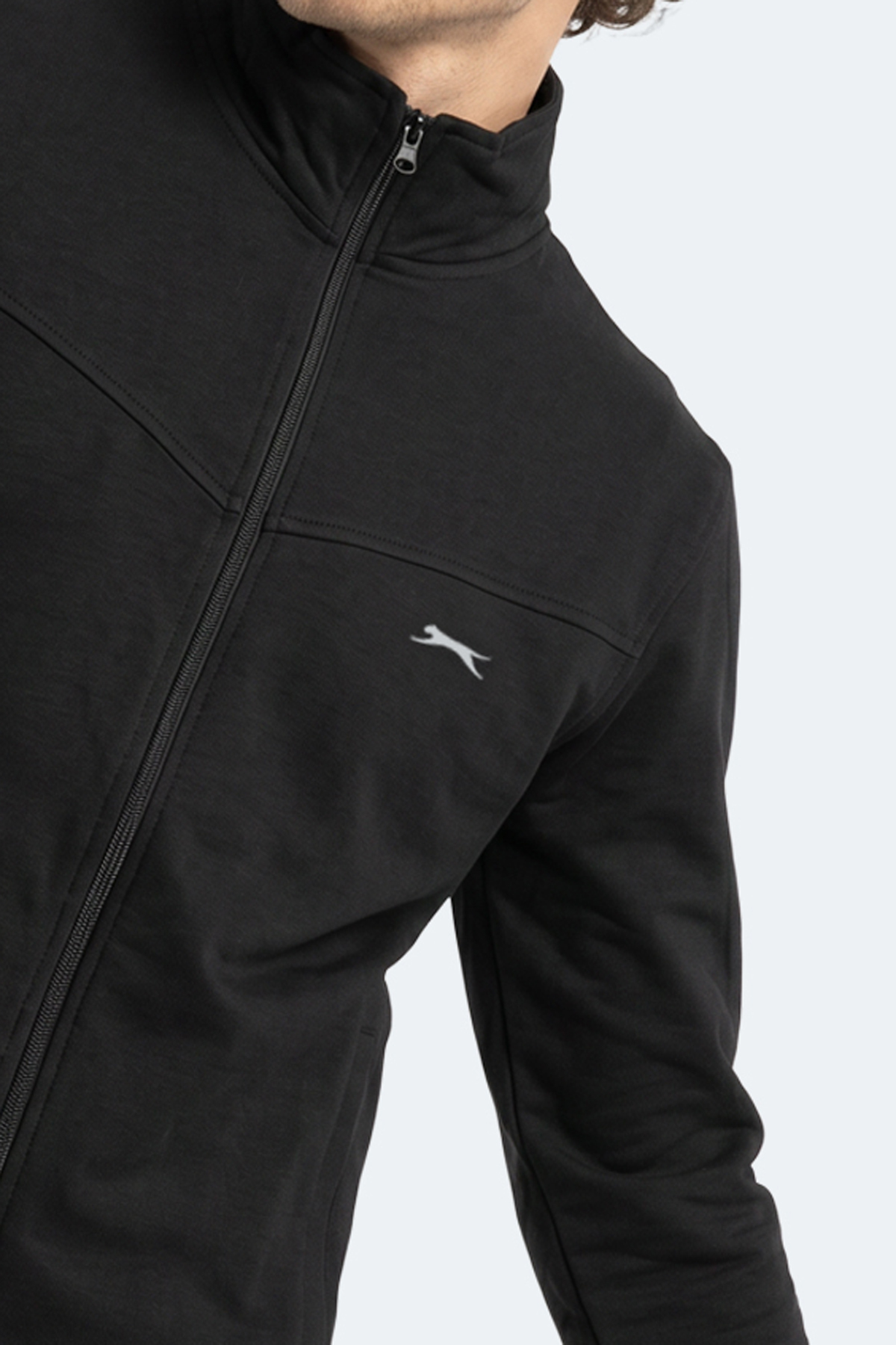 Slazenger BOOST GEAR Erkek Fermuarlı Dik Yaka Cepli Siyah Eşofman Takımı görsel 2