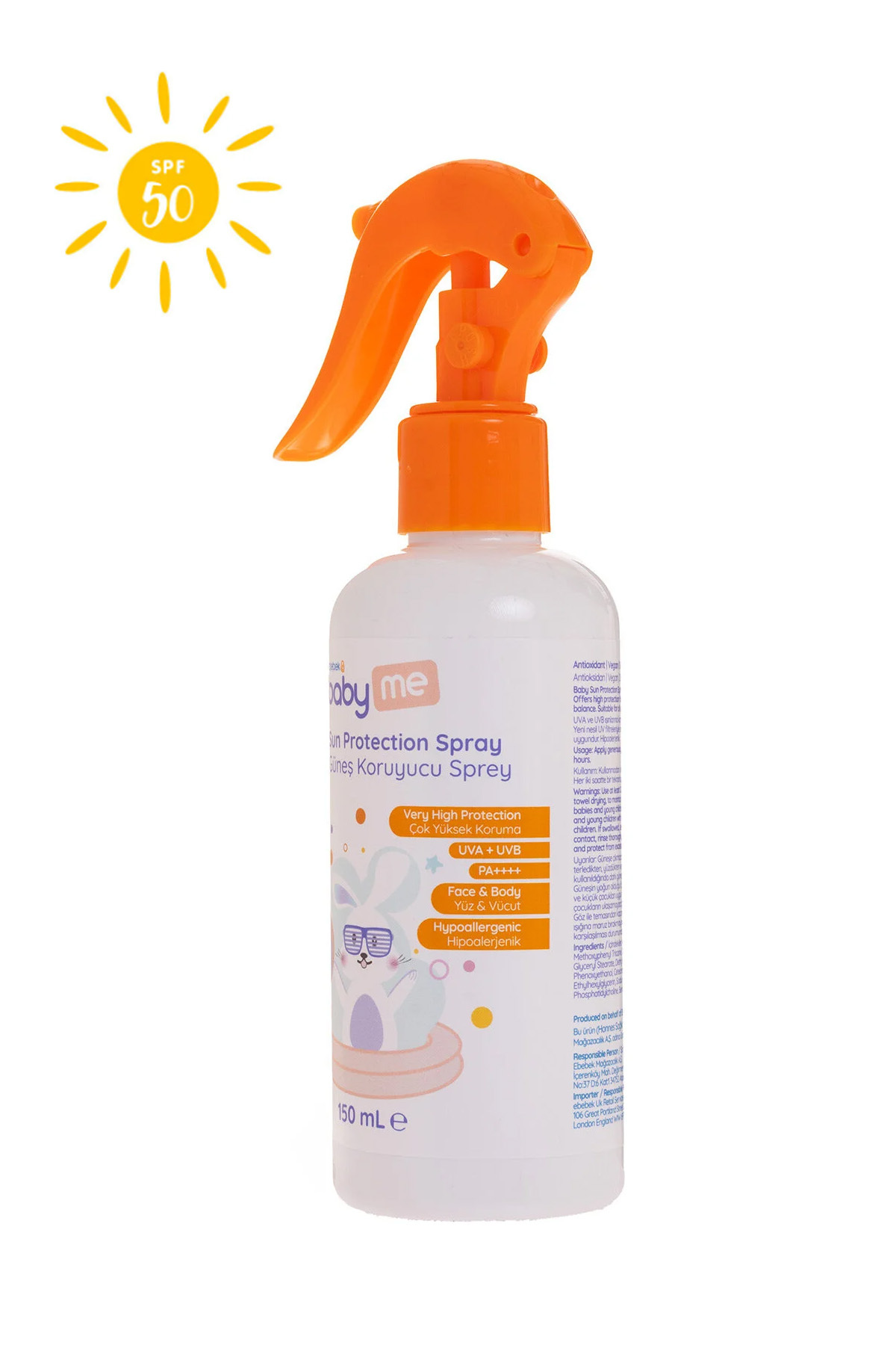 Çocuk 50+SPf Güneş Koruyucu Sprey 150 ml / Bebek Güneş Kremi 50 Faktör — BAE-0525 — تصویر 3 از 5