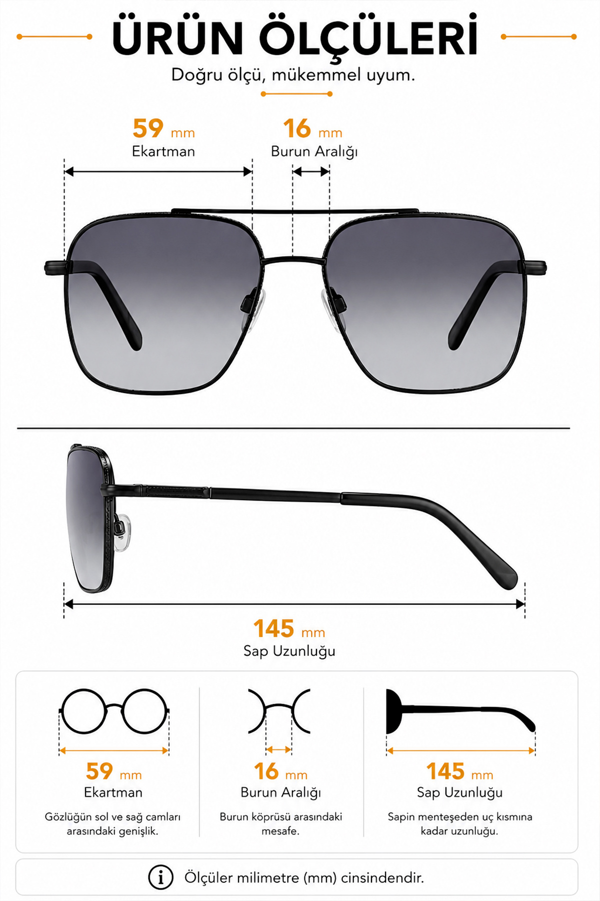 Daniel Klein Polarize - UV400 Koruma Metal Çerçeve Siyah Renk Orijinal Erkek Güneş Gözlüğü 59 Ekartman DKGG83C3 görsel 2