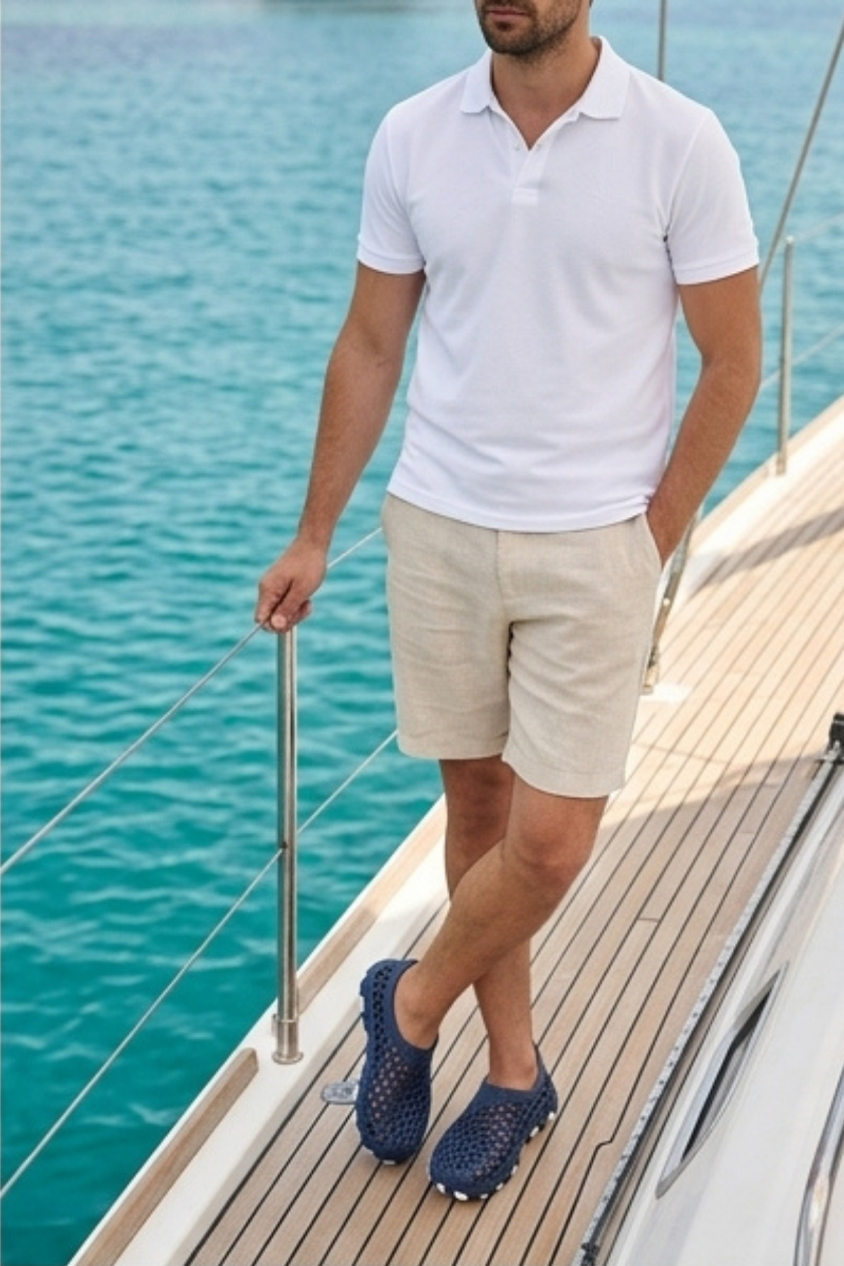 Liarca AQUA WAVE - Uniseks(36-45) Esnek Lacivert-Beyaz Deniz Ayakkabısı | Özel Kabartma Kaymaz Tabanlı, H görsel 4
