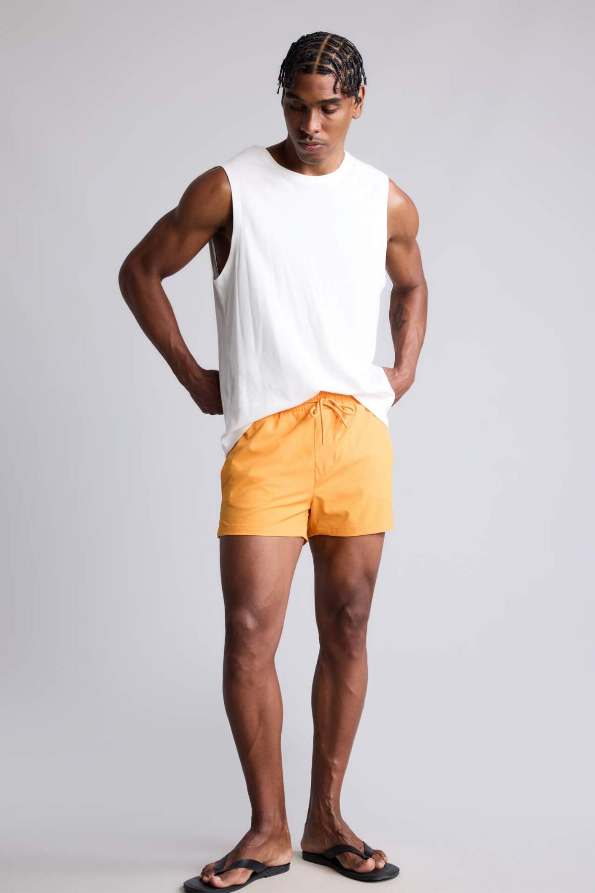 Defacto Printed Mesh Lined Flexible Textured Short Length Sports Swim Shorts B5987Ax25Hs