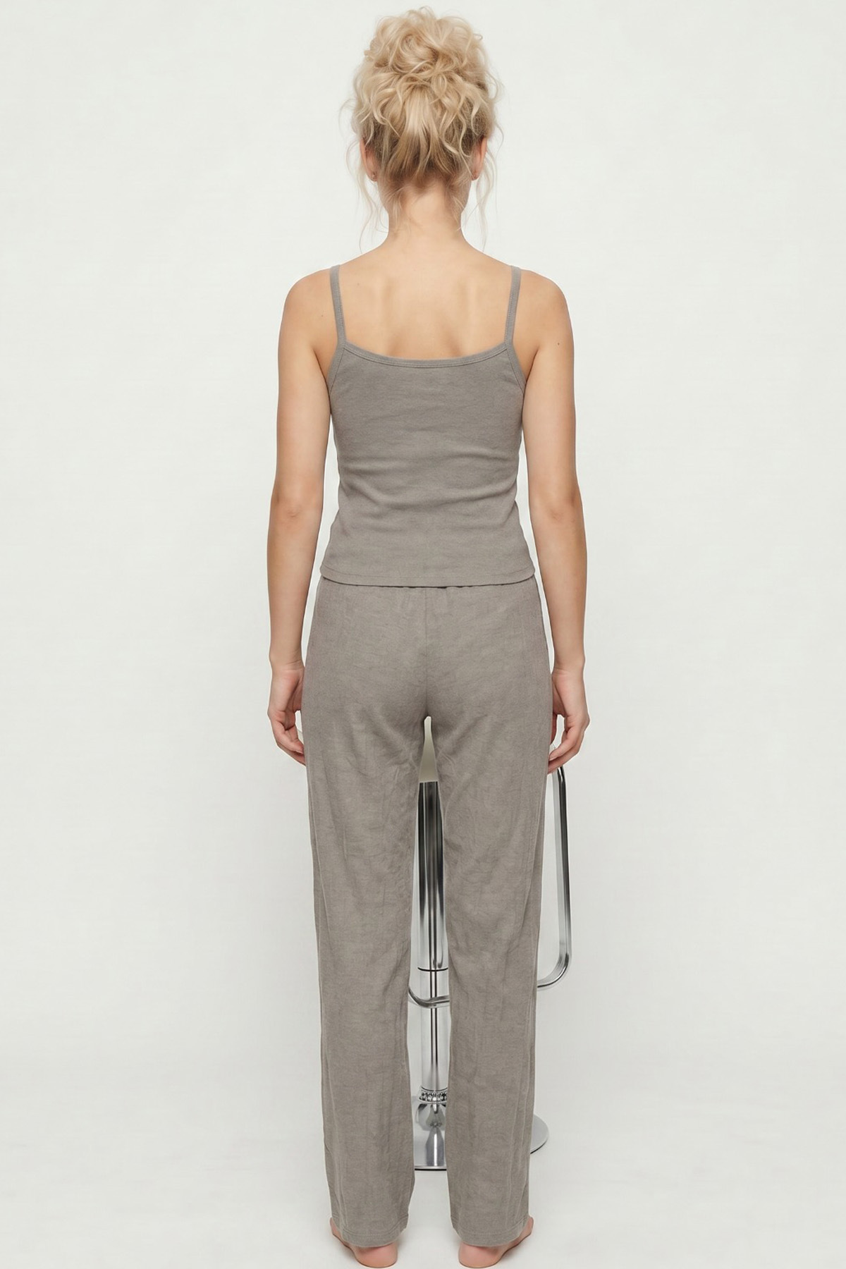 Siyah İnci yeşil dantelli Bürümcük-Krınkıl İp Askılı Pijama Takım 8059 görsel 3