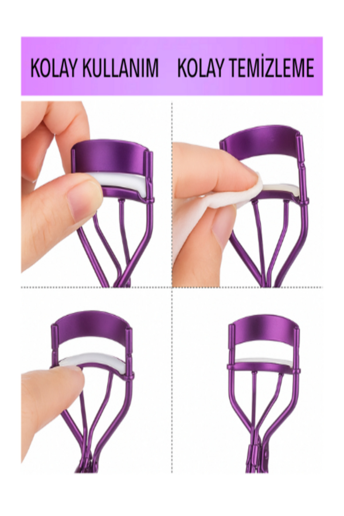 Kirpik Kıvırıcı Kaş Fırçası Kirpik Tarağı Profesyonel Kirpik Kıvırıcısı Maskara Öncesi Kusursuz Kıvrım Göz Makyajı Kirpik Şekillendirici Ergonomik Tasarım — بنفش Krpkandfrça002 — تصویر 5 از 8