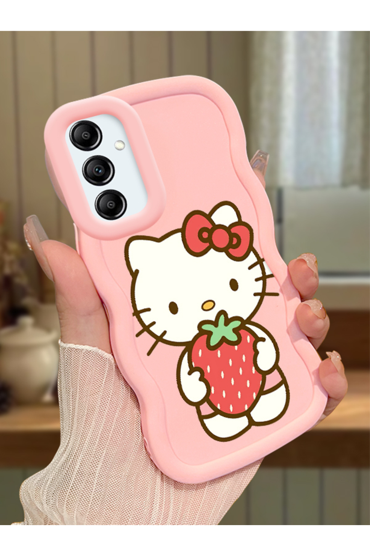 Samsung Galaxy A14 Compatible Case camera protector Pink Silicone Couple Phone Case Kitty Pattern