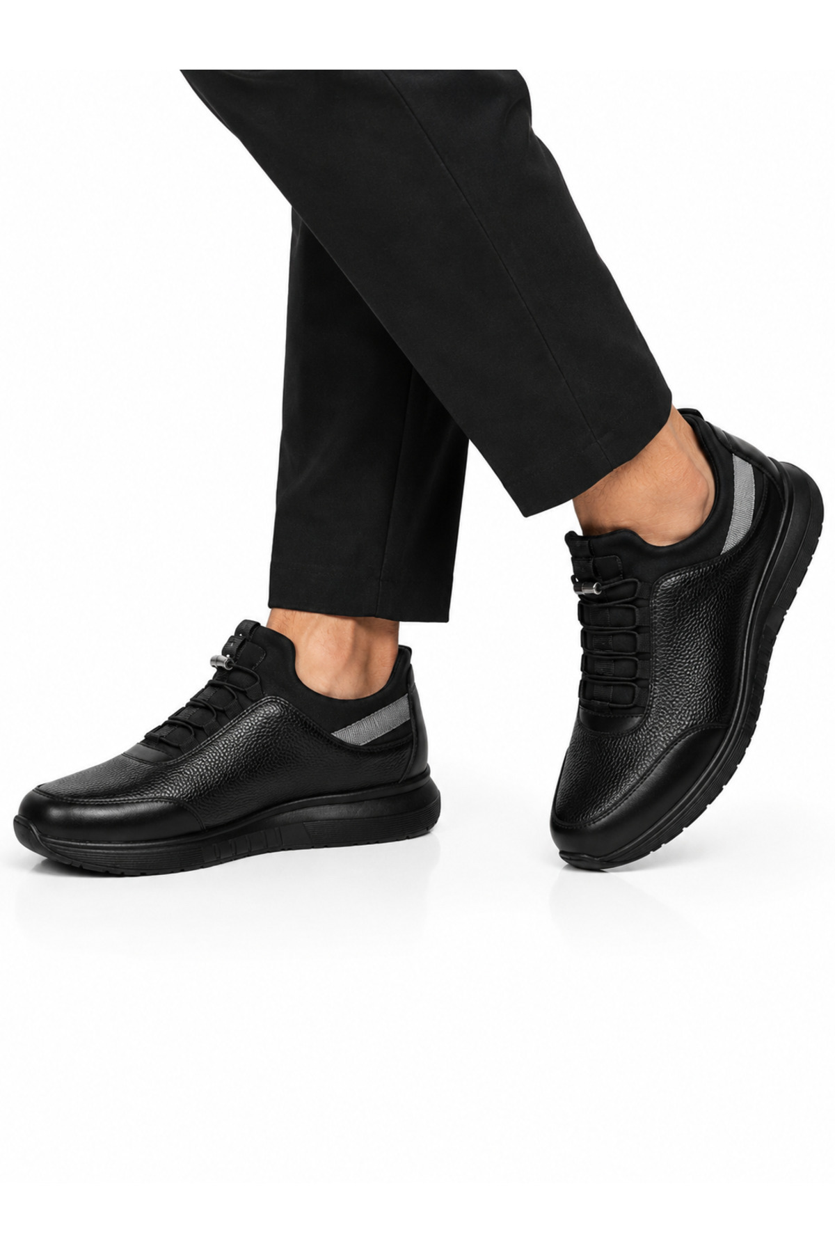 KİNGLE Erkek Siyah Günlük Spor Ayakkabı Rahat Hafif Sneaker Ortopedik Taban