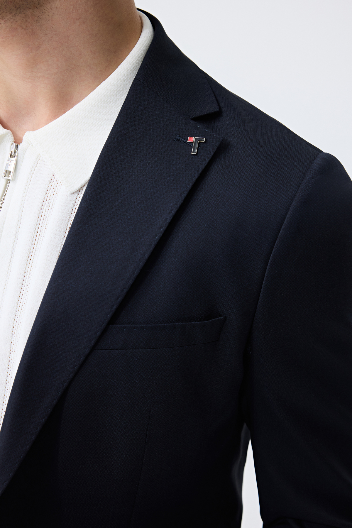 Slim Fit Navy Blue Suit Dobby — سرمه‌ای 6TF05KV02571M — تصویر 8 از 8