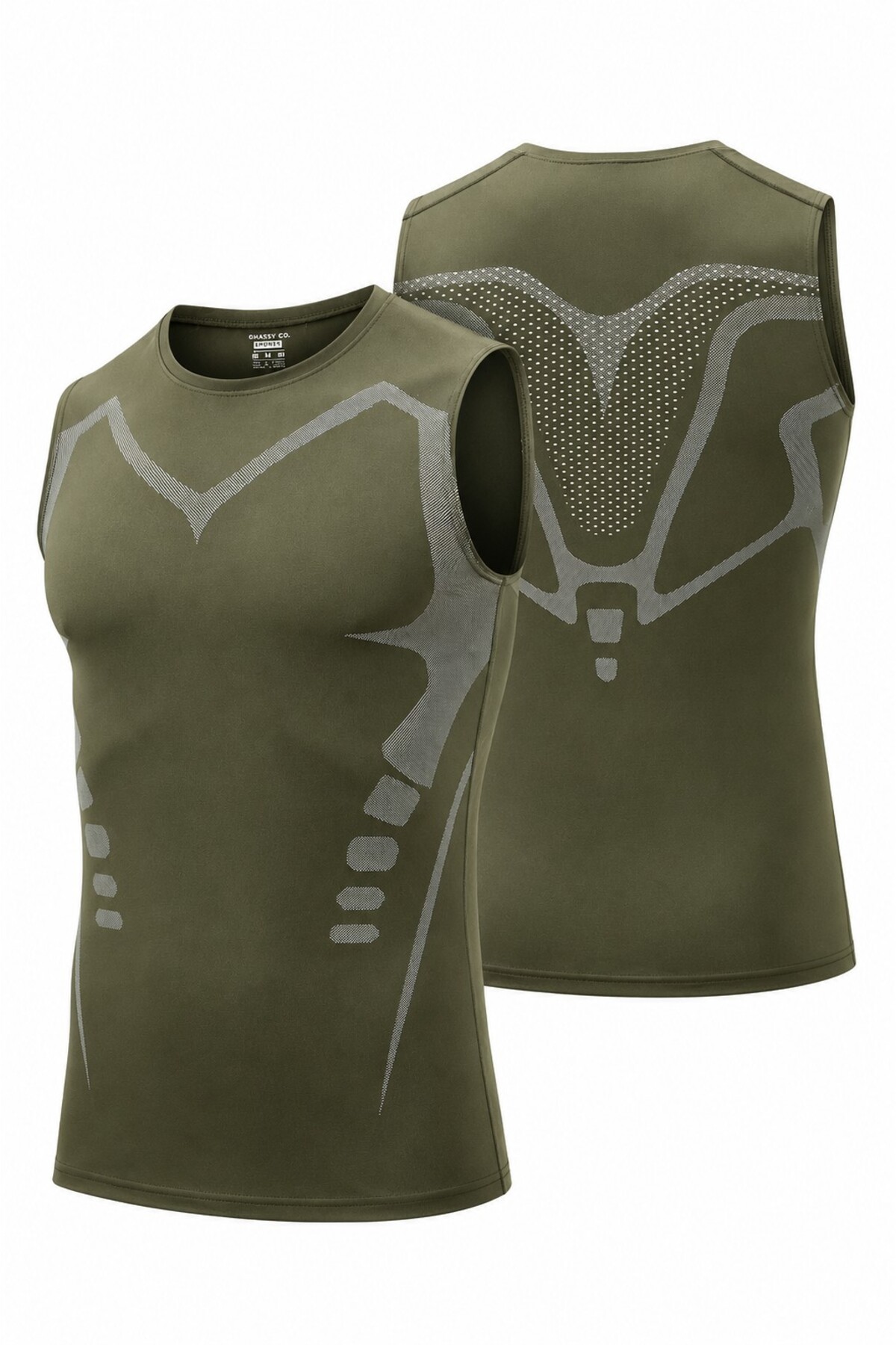 GHASSY CO . Erkek Fitness Hızlı Kuruma Nefes Alabilen Çapraz Daraltma Tipi Kolsuz Spor T-shirt görsel 3