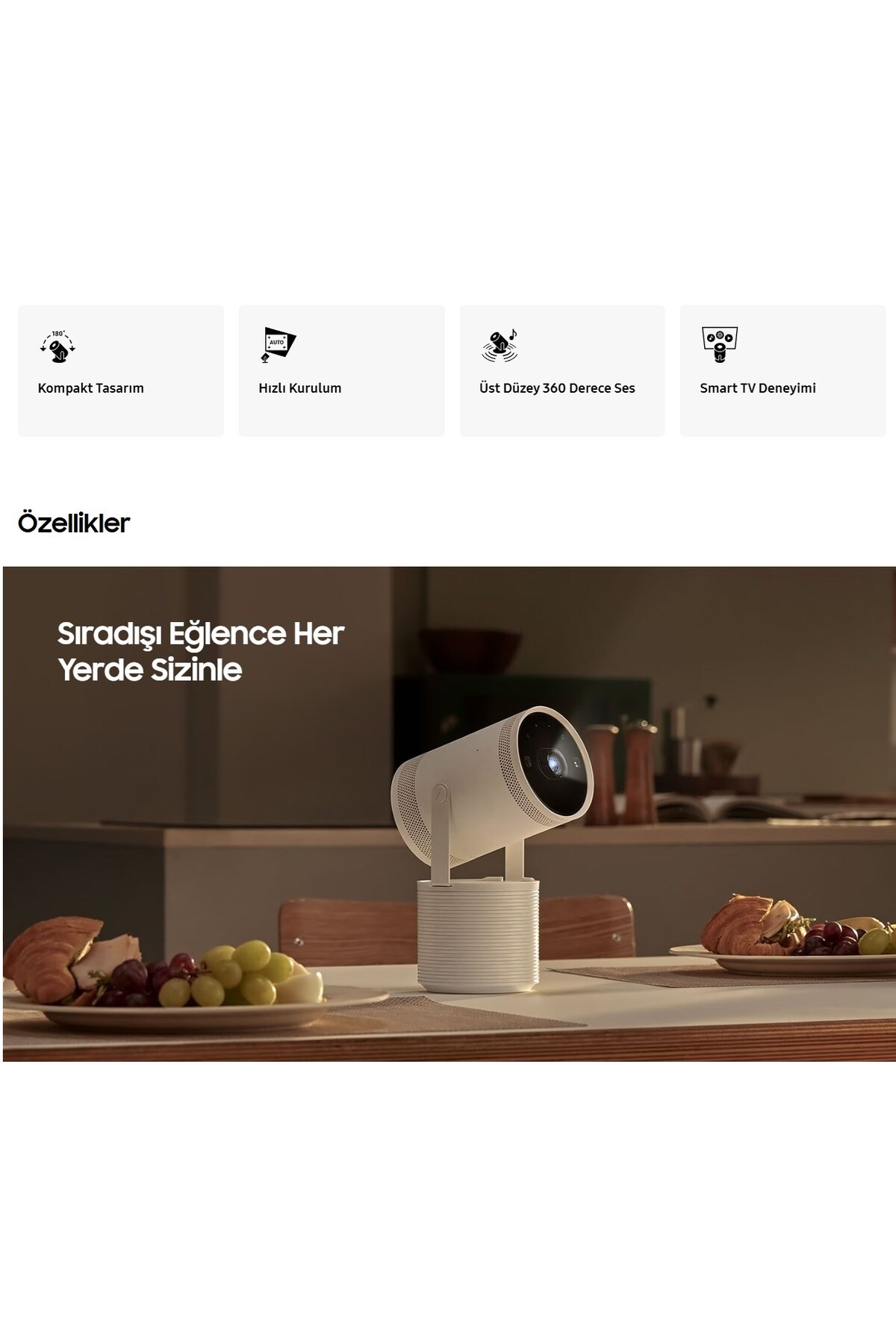 Samsung Tv Cihazı Projeksiyon Özellikli 360°Dahili Hoparlör The