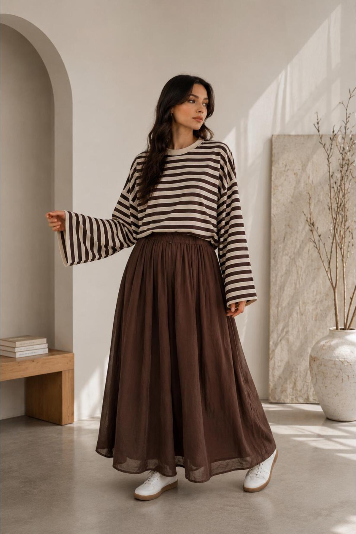 herkesemoda Çizgili Waffle Kumaş Kadın Body görsel 3