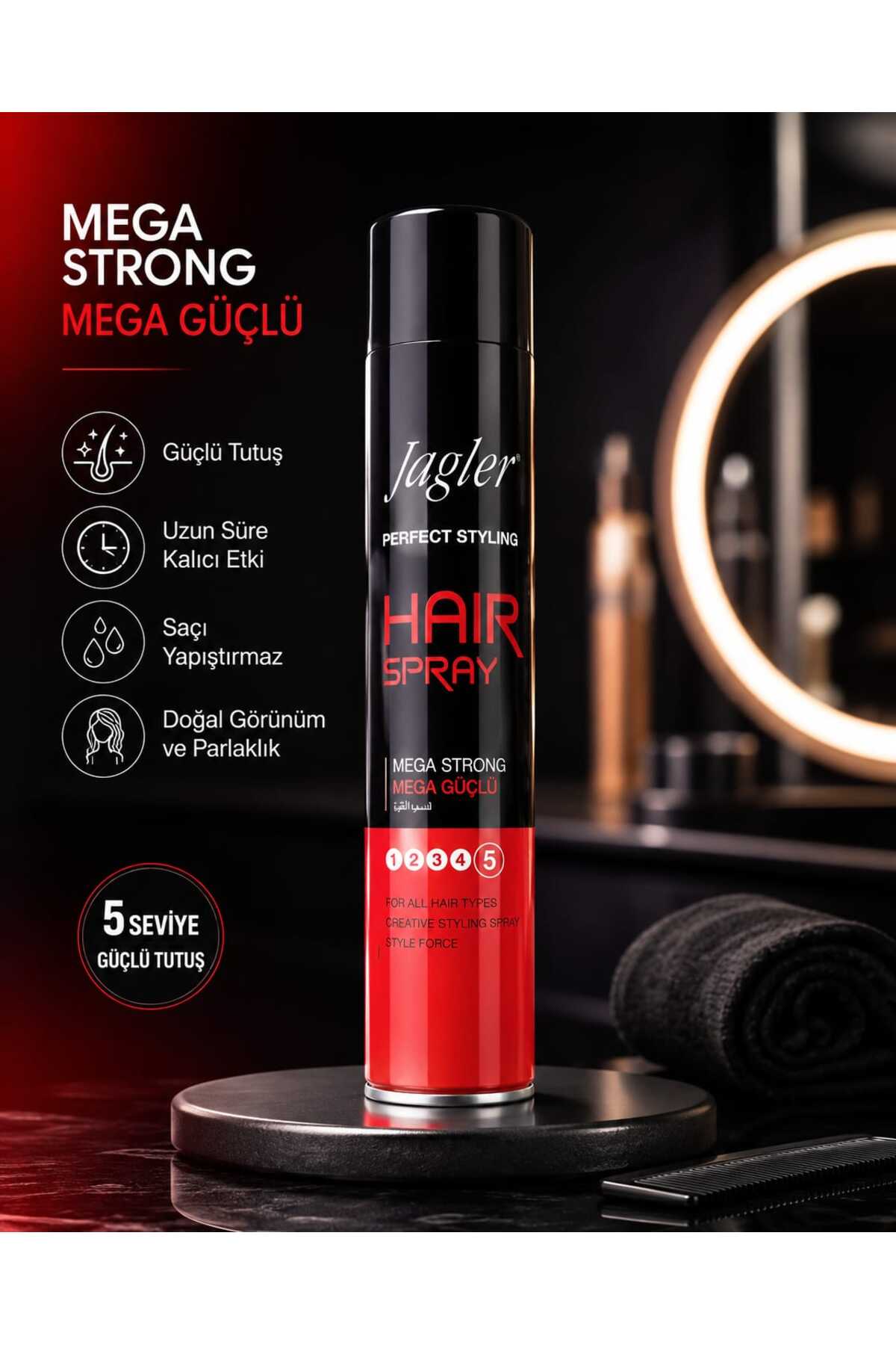 Jagler Perfect Styling Hair Spray – Mega Strong (Seviye 5) — JPER1 — تصویر 4 از 4