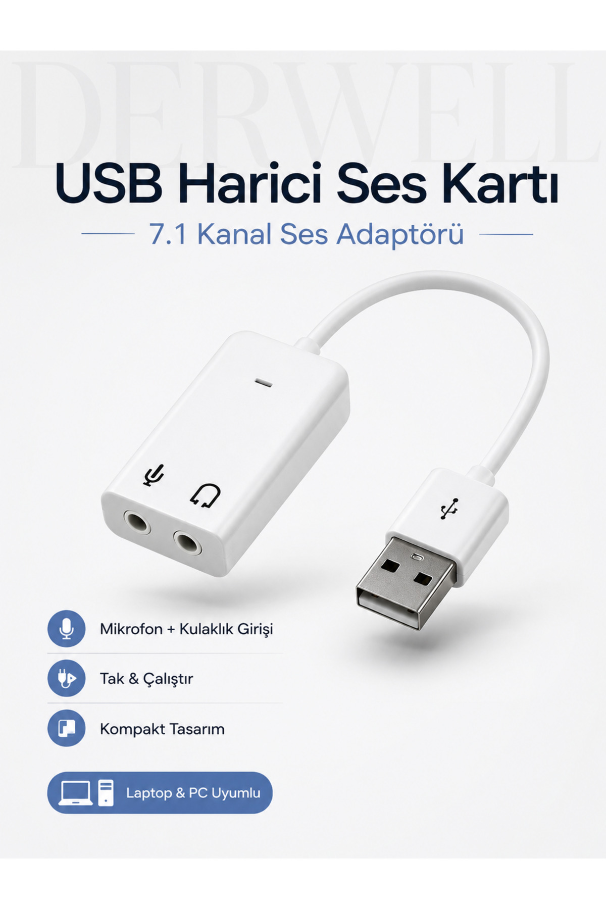 USB Ses Kartı Çift 3.5 mm Aux Girişli Mikrofon Kulaklık Ayırıcı Dönüştürücü Çoklayıcı Adaptör PC Laptop Uyumlu Harici Mikrofon Girişi Ve Kulaklık Çıkışı Net Pratik Ses Aktarım Aparatı
