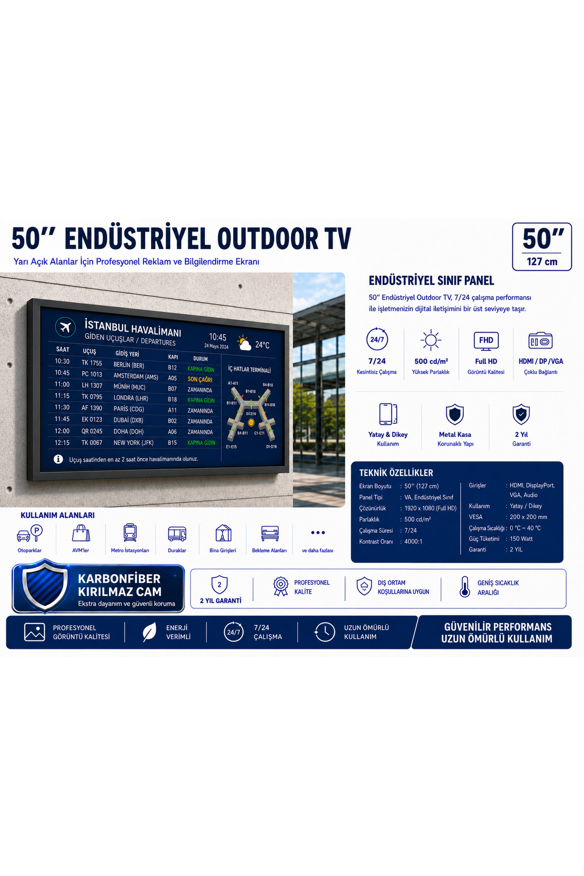 OEM Endüstriyel Outdoor Tv 50" Televizyon