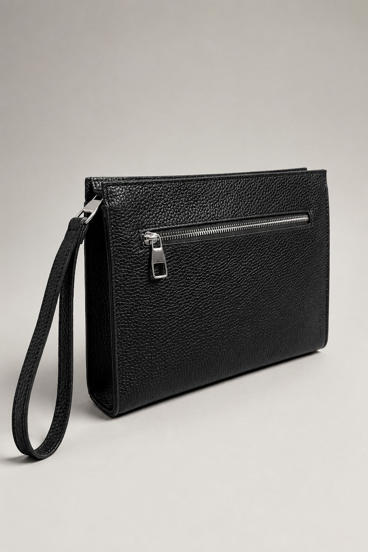 Valiberta Prestige Çift Fermuarlı Erkek Clutch El Çantası - Siyah görsel 2