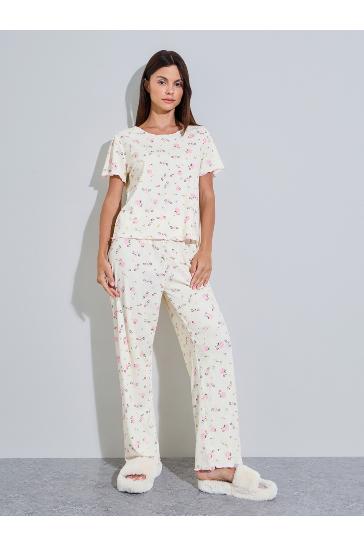 Styli Floral Printed Top & Pants Long Pajama Sets