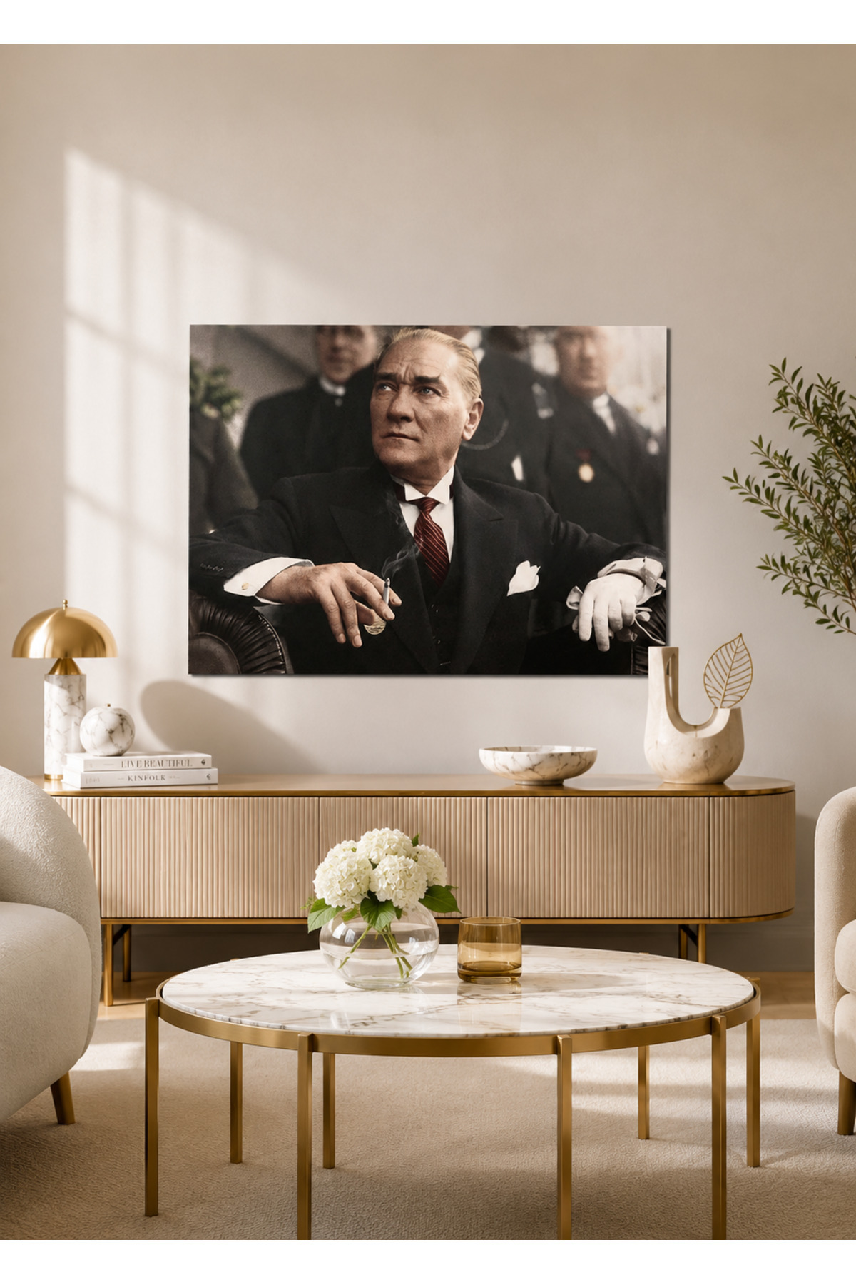 MDF Tablo Mustafa Kemal Atatürk Portresi – Renkli Tarihi Ev ve Ofis Duvar Dekorasyonu
