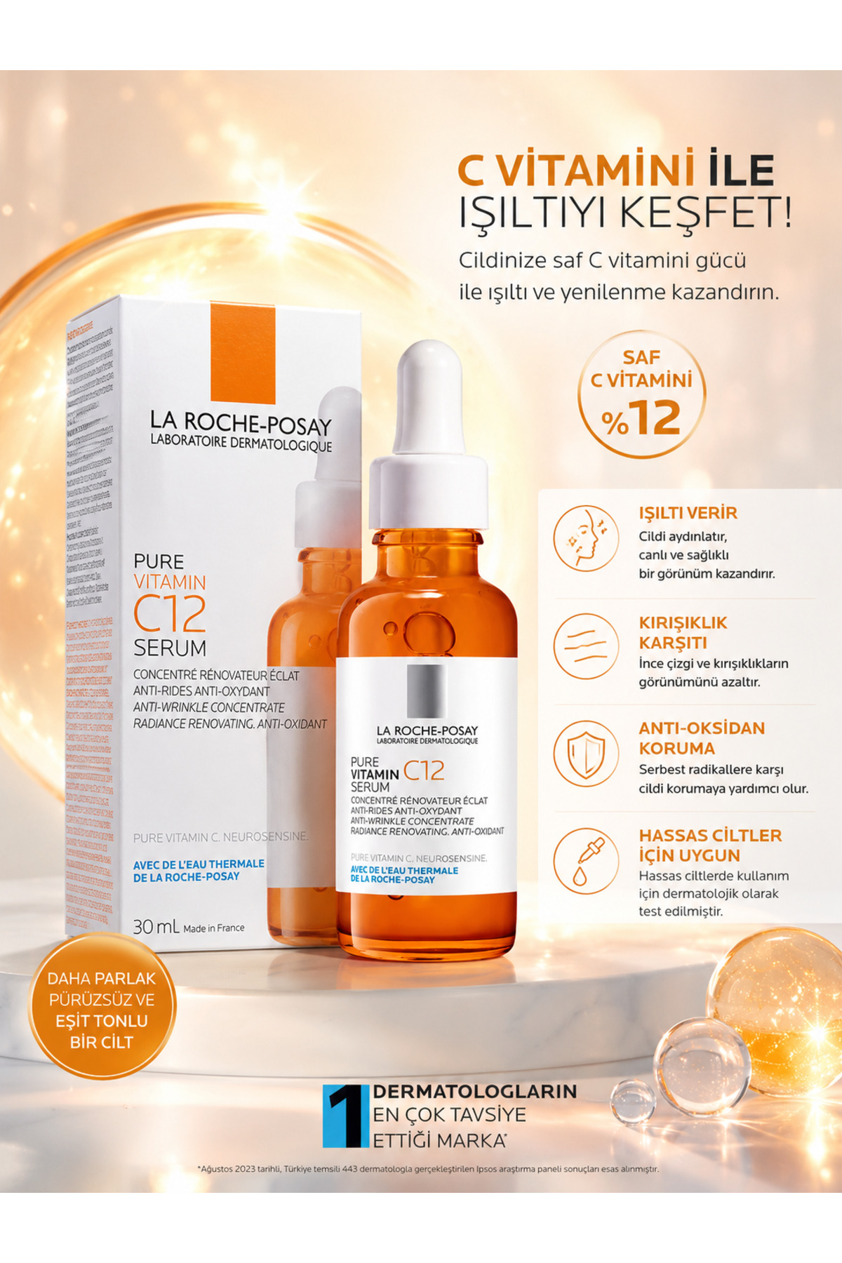 La Roche Posay Pure Vitamin C12 Saf C Vitamini İçeren Aydınlatıcı ve Kırışıklık Karşıtı Yüz Serumu 30 ml — 53668656345465