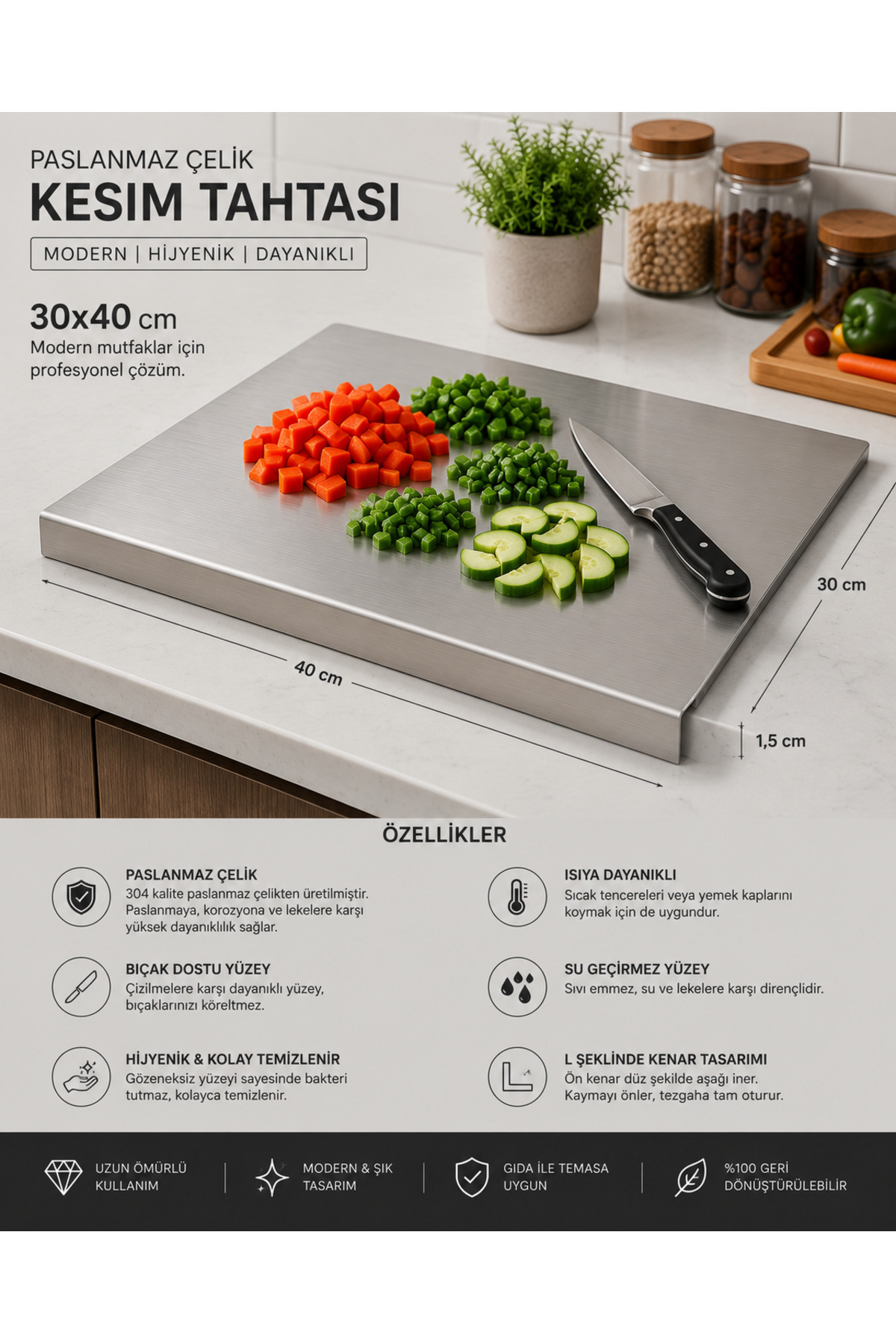 Lilasso Home Stainless Steel Twisted Metal Countertop Protector Cutting Board-Board 30X40 cm