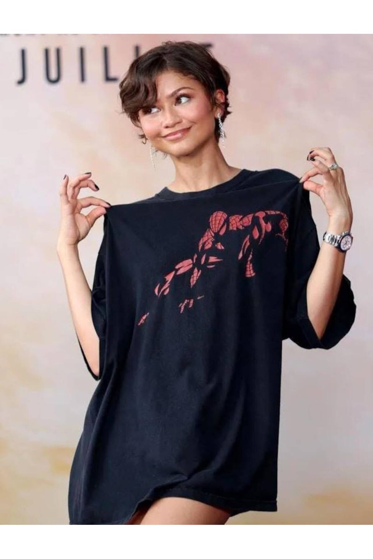 1blood Zendaya Spider Movie T-Shirt Spiderman Film Retro Spider Printed Unisex Vintage Oversize T-Shirt