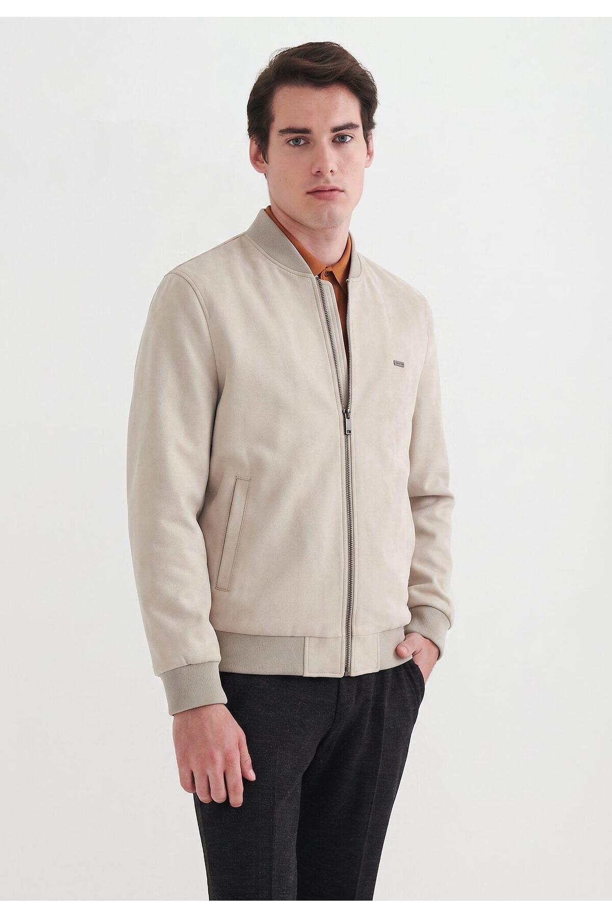 کاپشن جیر مردانه چرم مصنوعی Roul Classic Zip-Up Regular Fit پیر کاردین کاپشن Pierre Cardin