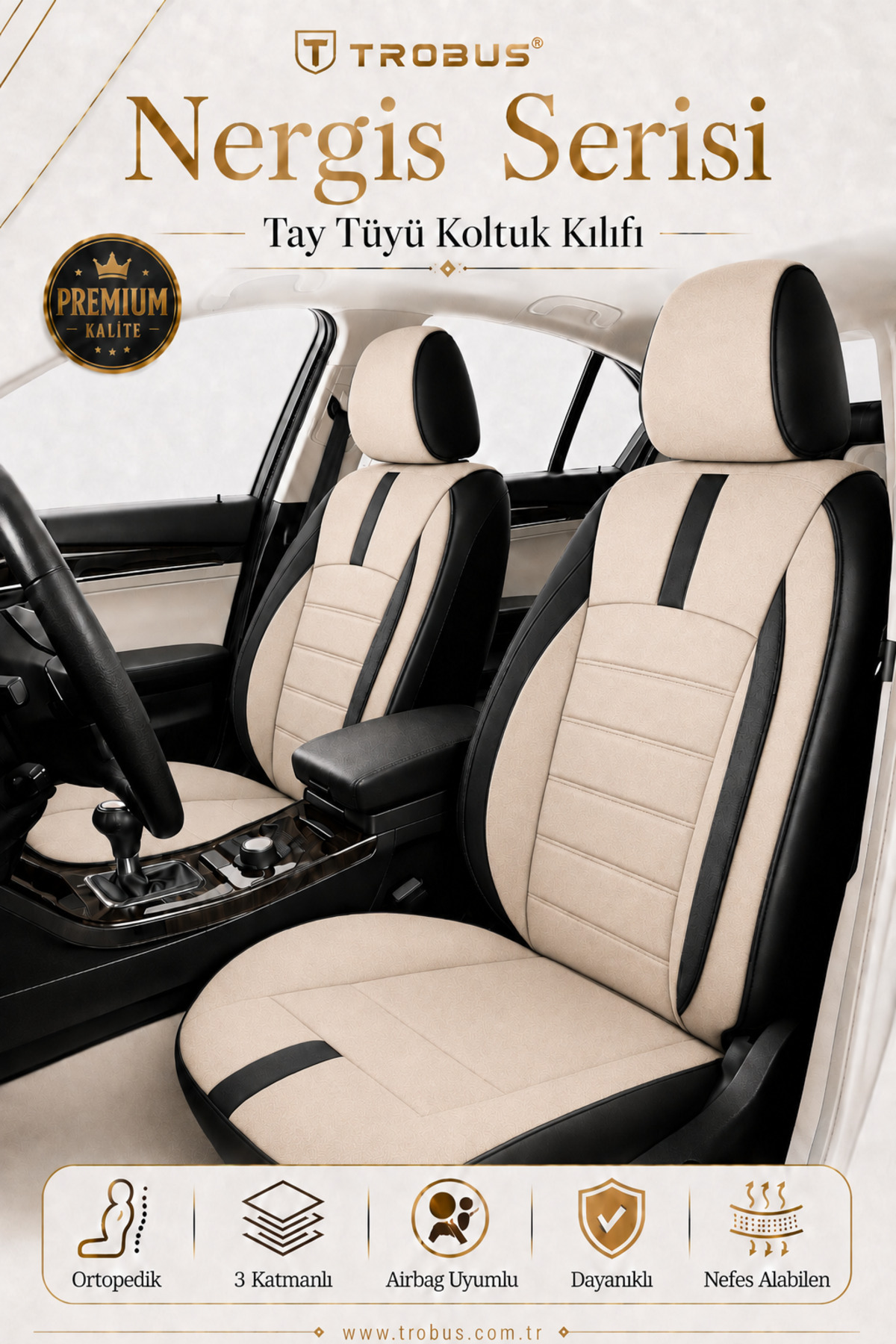 Honda Civic 2007-2011 Uyumlu - Tay Tüyü Orta + Lacost Kenar, 8 mm Süngerli Oto Koltuk Kılıfı Siyah (2 cm Yan Destek)