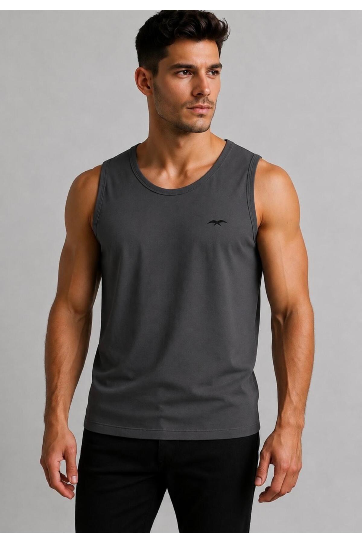 AXXEL Erkek Füme Askılı Atlet T-shirt-d235