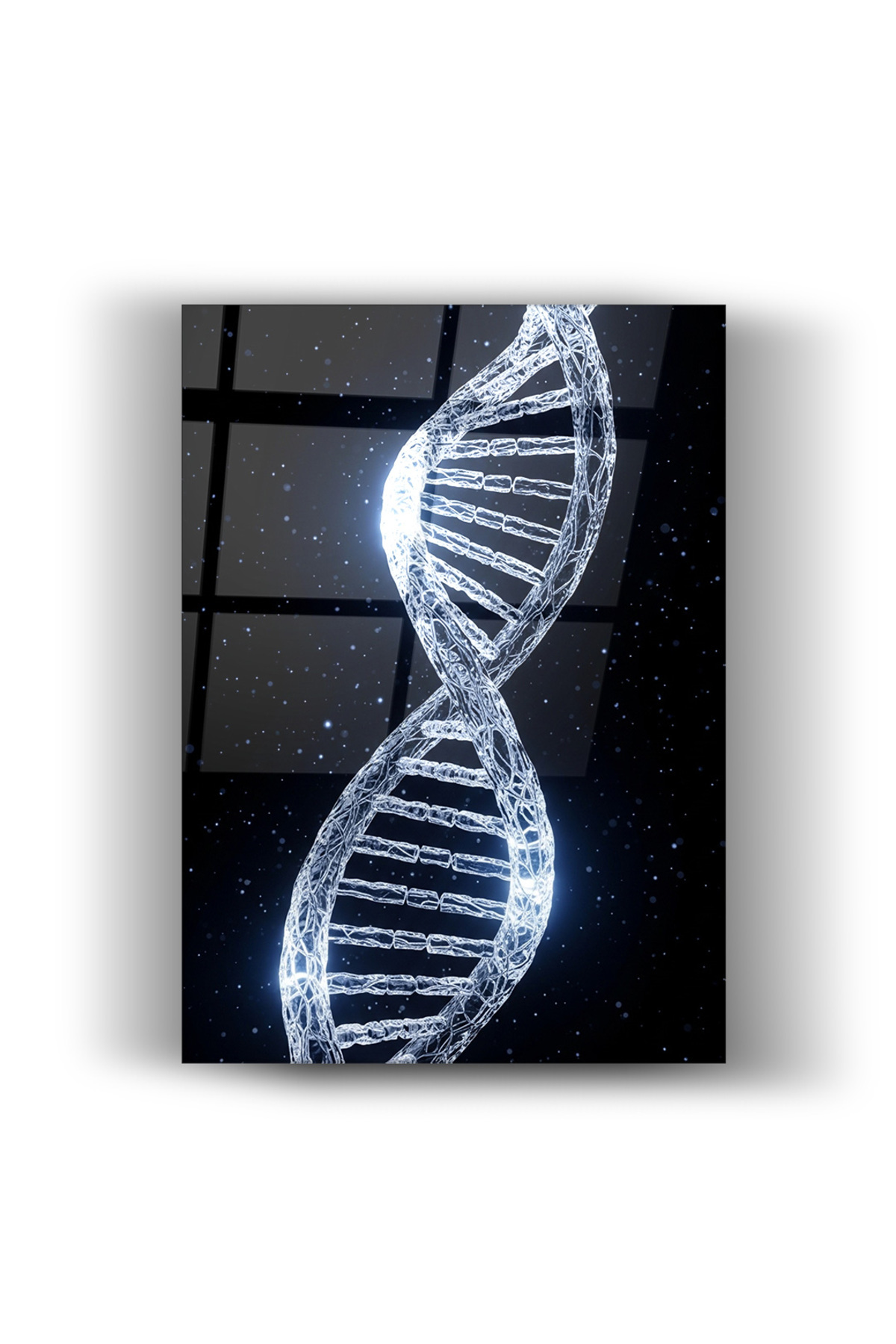 Cam Tablo DNA Sarmalı ve Genetik Tasarım – Ev Dekorasyonu, Ofis Dekorasyonu, Çalışma Odası ve Çocuk Odası Duvar Dekoru
