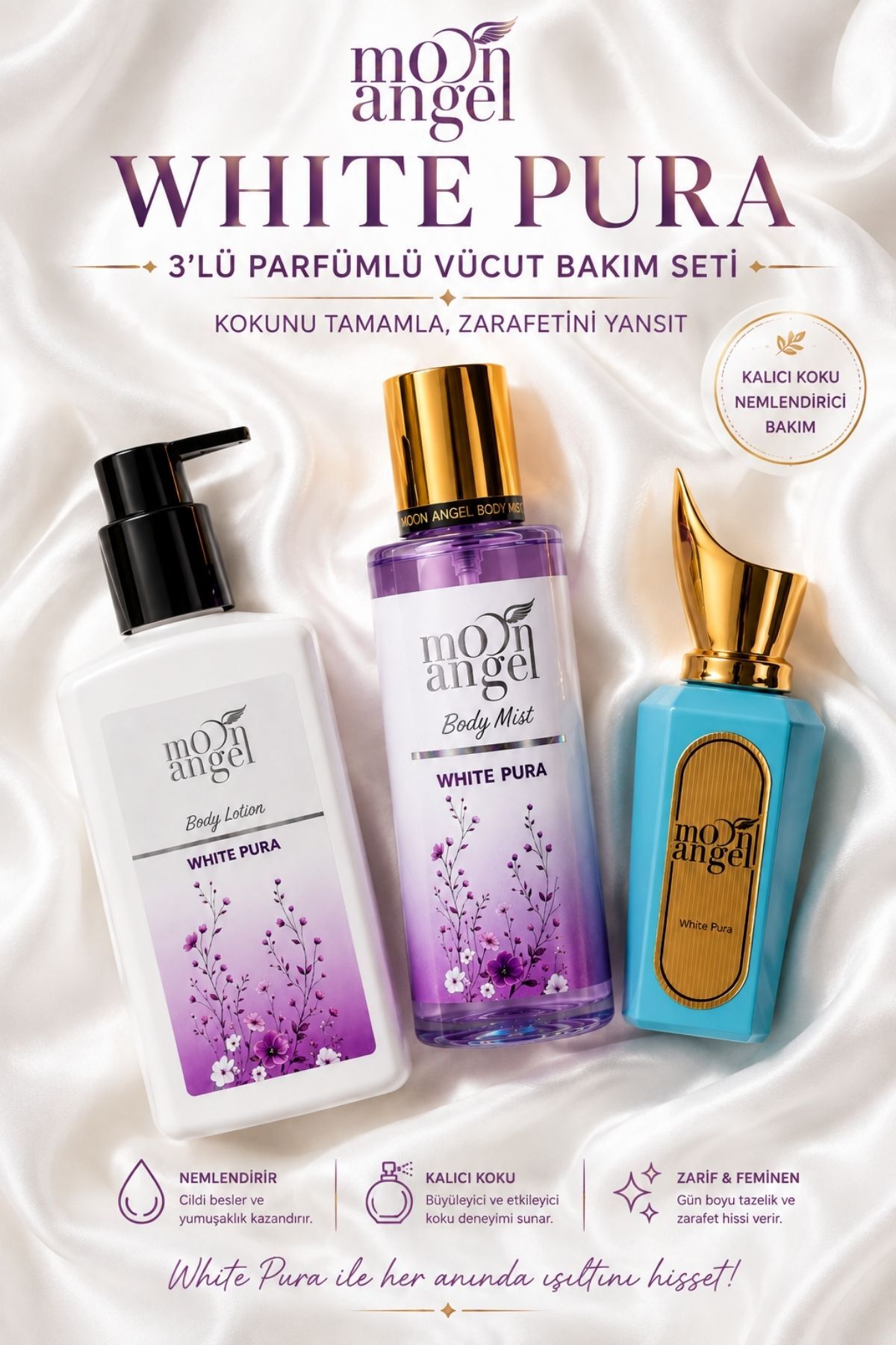 WHİTE PURA SERİSİ Losyon - Parfüm - Body Mist 3lü SET — görsel 1