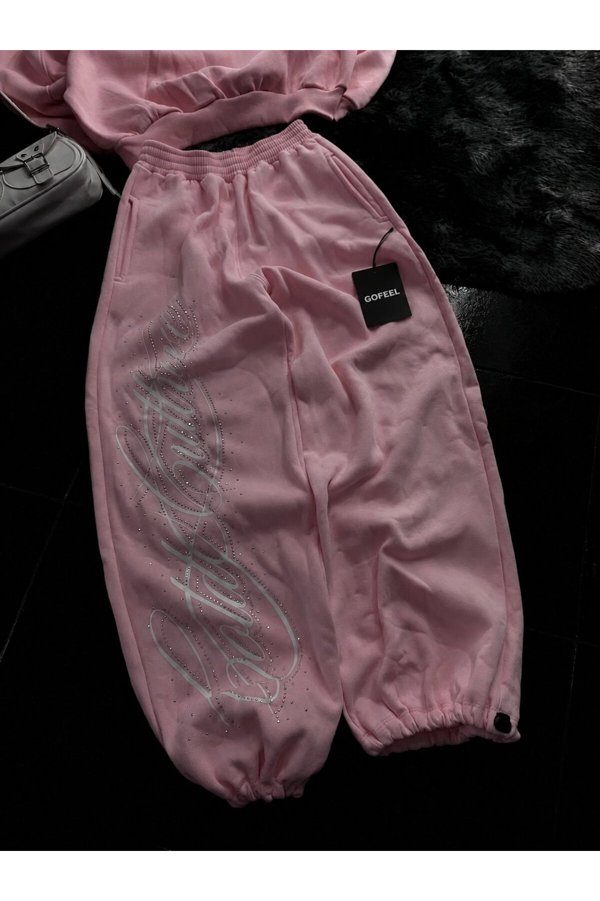 Gofeel Angel Taşlı Baggy Unisex Eşofman Altı