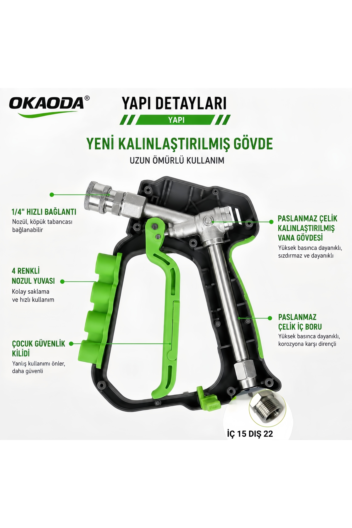 okaoda Z2 Profesyonel Hızlı Bağlantılı Paslanmaz Çelik Araba